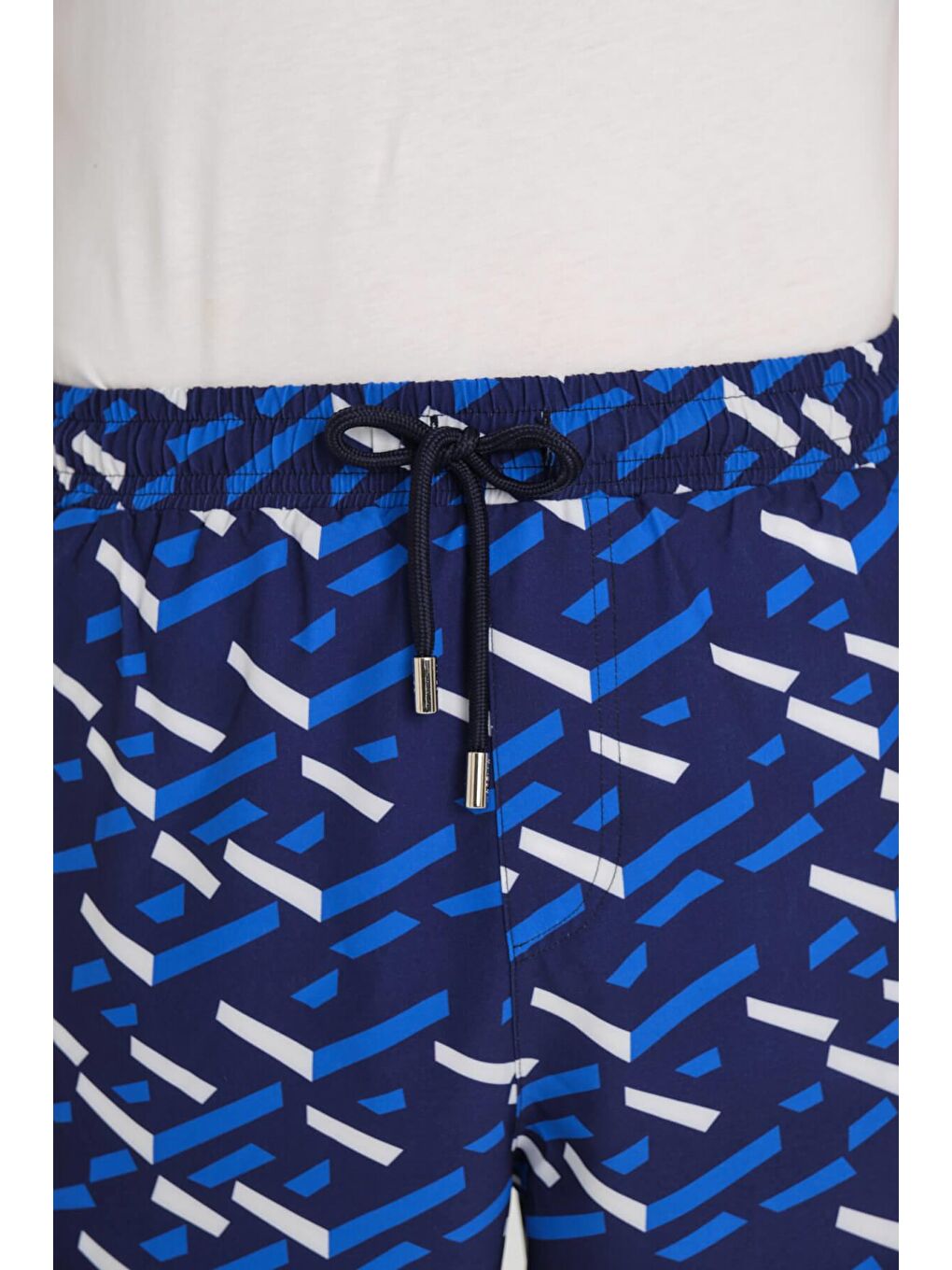 Desenli Lacivert Uzun Erkek Havuz Ve Deniz Şortu 2418-4