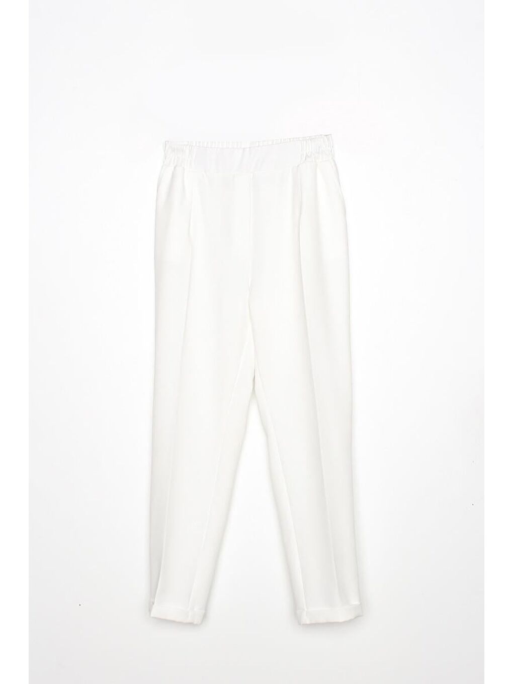 Ekru-Beli Lastikli Havuc Pantolon-4