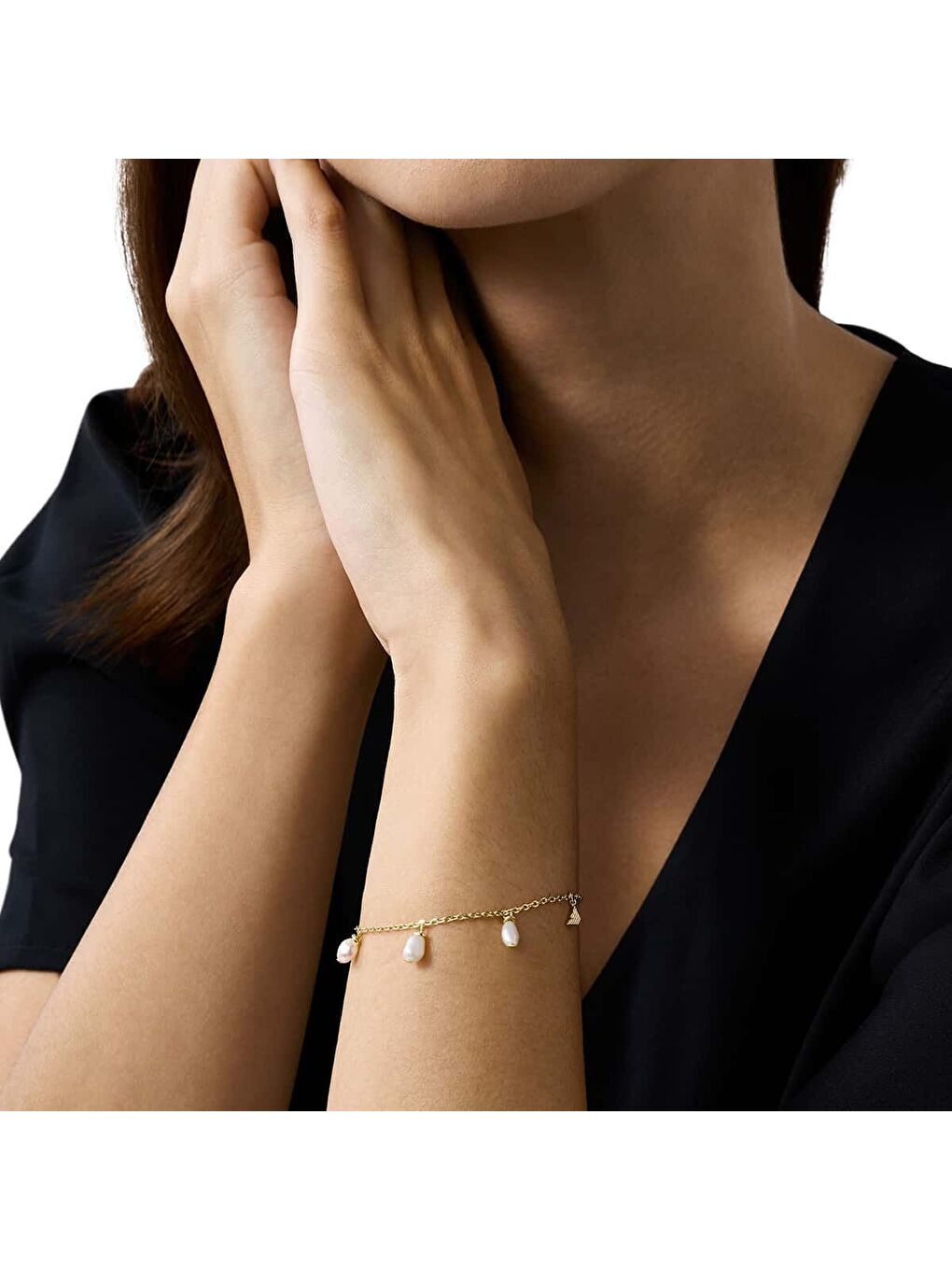Sarı AJEGS3198-710 İnci Kadın Bileklik-2