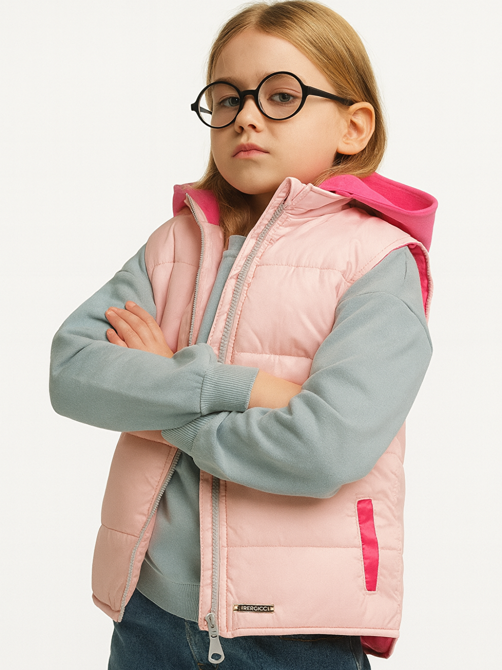 Pembe Kız Çocuk Anorak Şişme Yelek-1