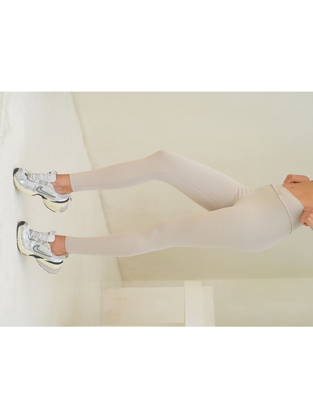 Bej Gaia Çapraz Detay Uzun Taş Tayt-3