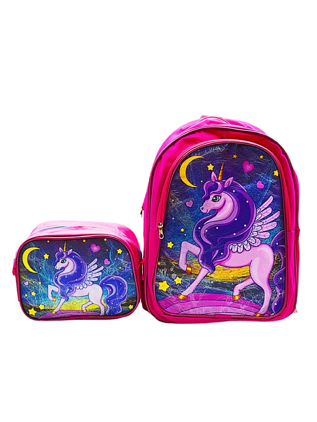 2 Bölmeli İlkokul Okul Sırt Çantası Ve Beslenme Çantası Pembe KOD 1308