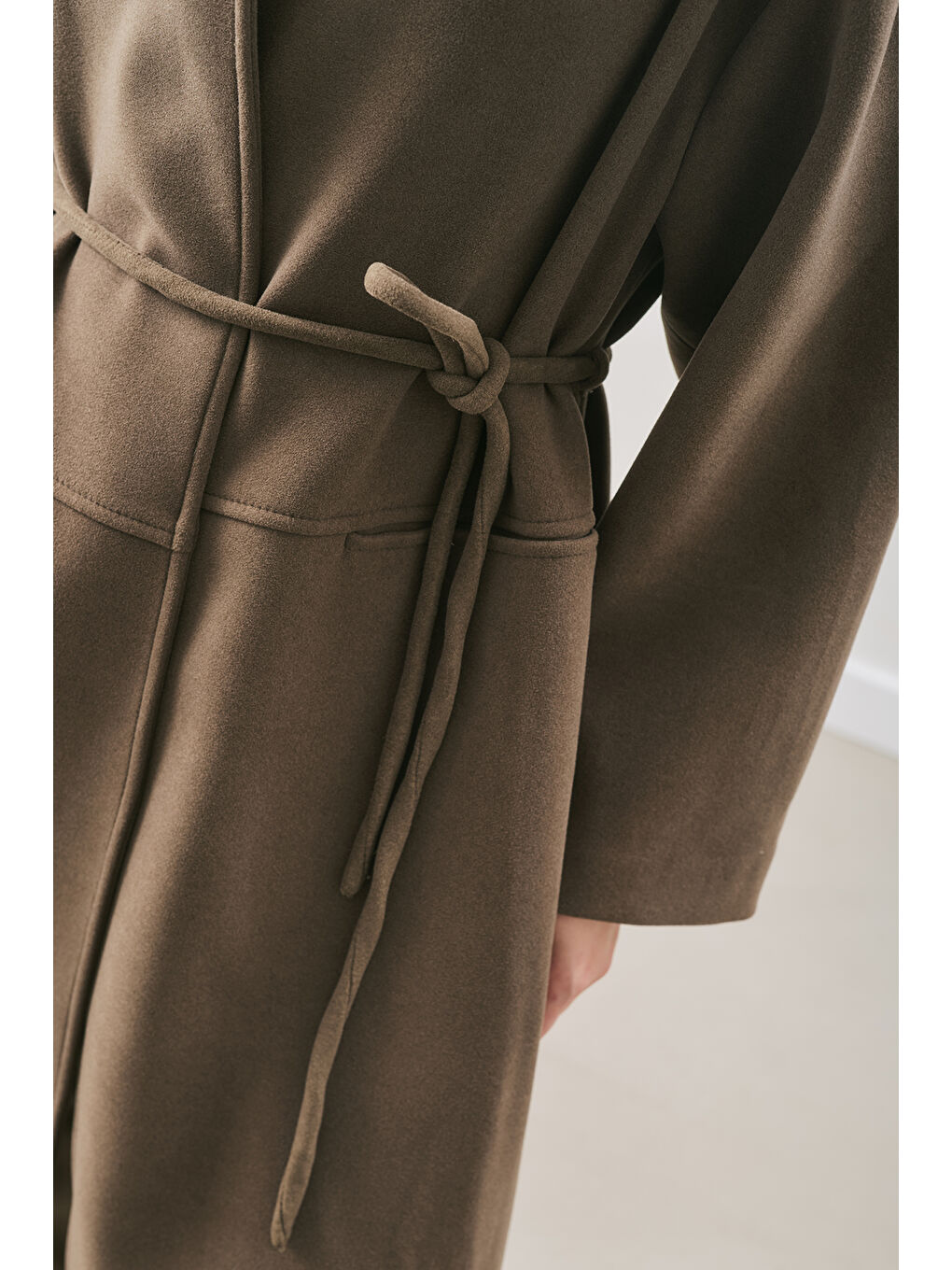 Soft Kaşe Atkılı Kaban Haki-3