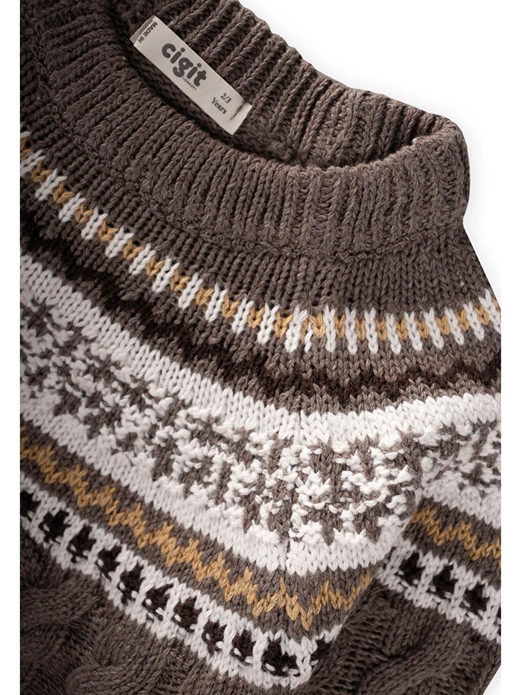 Bej Desenli Triko Kazak 2-8 Yaş Vizon-2