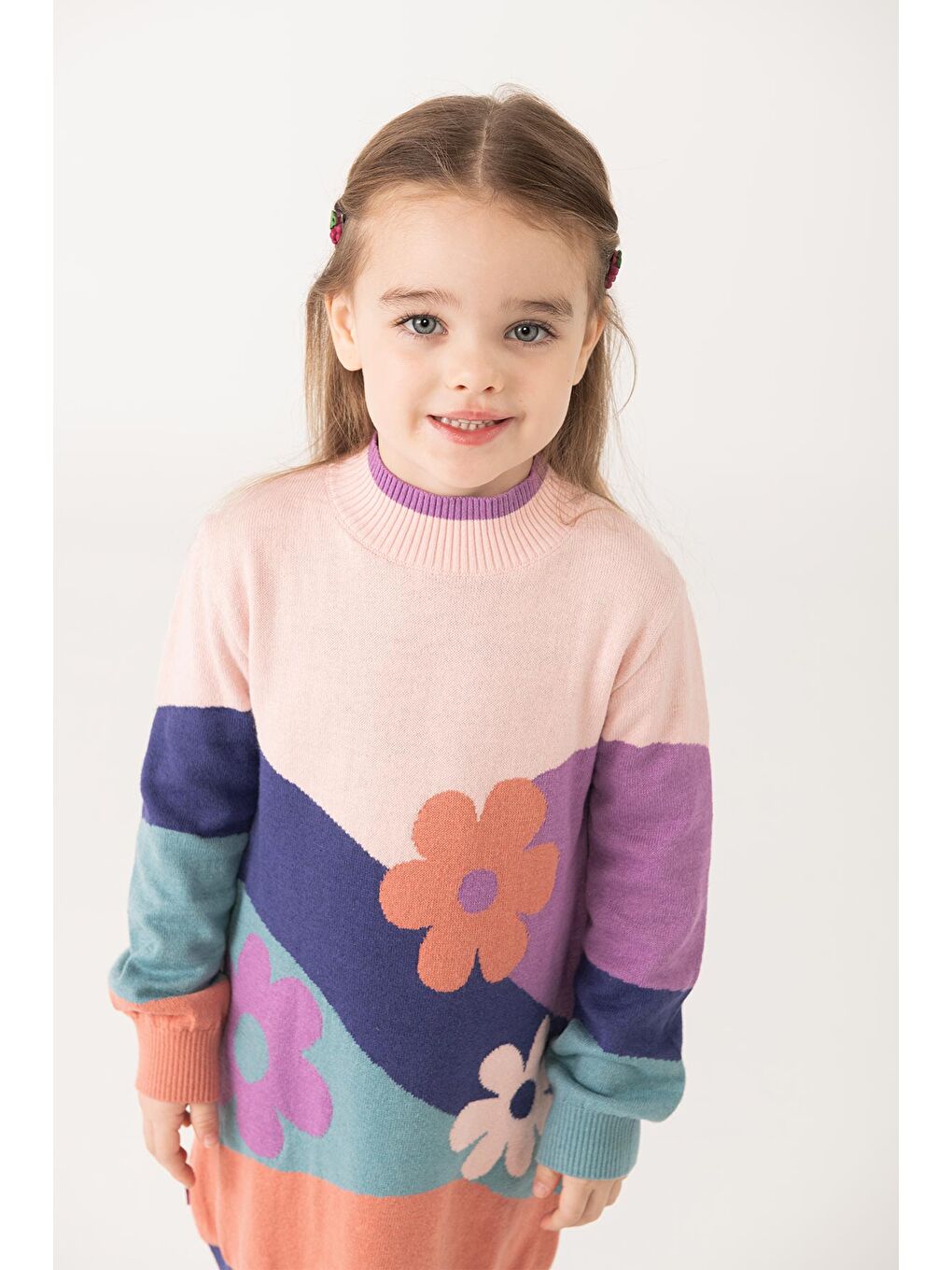 Karışık Kız Çiçek Desenli Çocuk Elbise