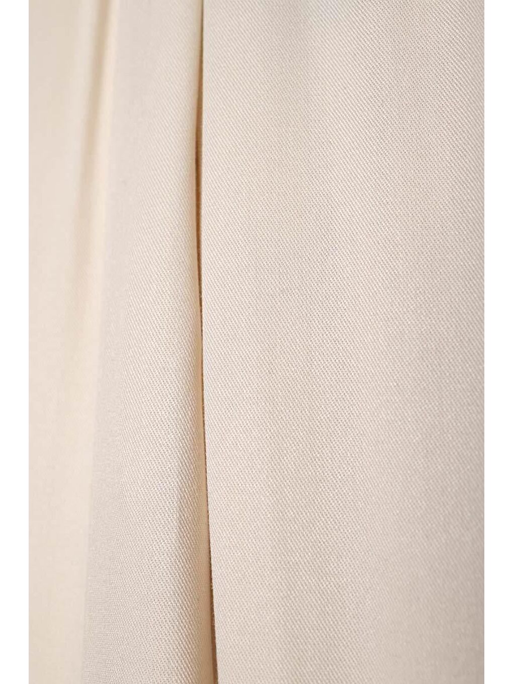 Ekru-Beli Lastikli Geniş Paça Pantolon-6