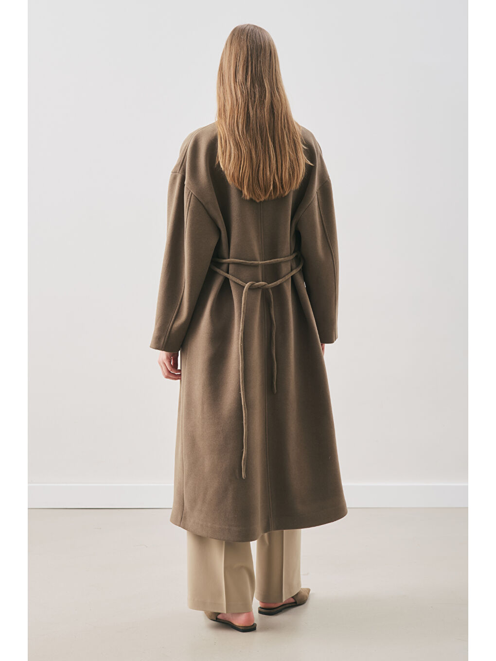 Soft Kaşe Atkılı Kaban Haki-7