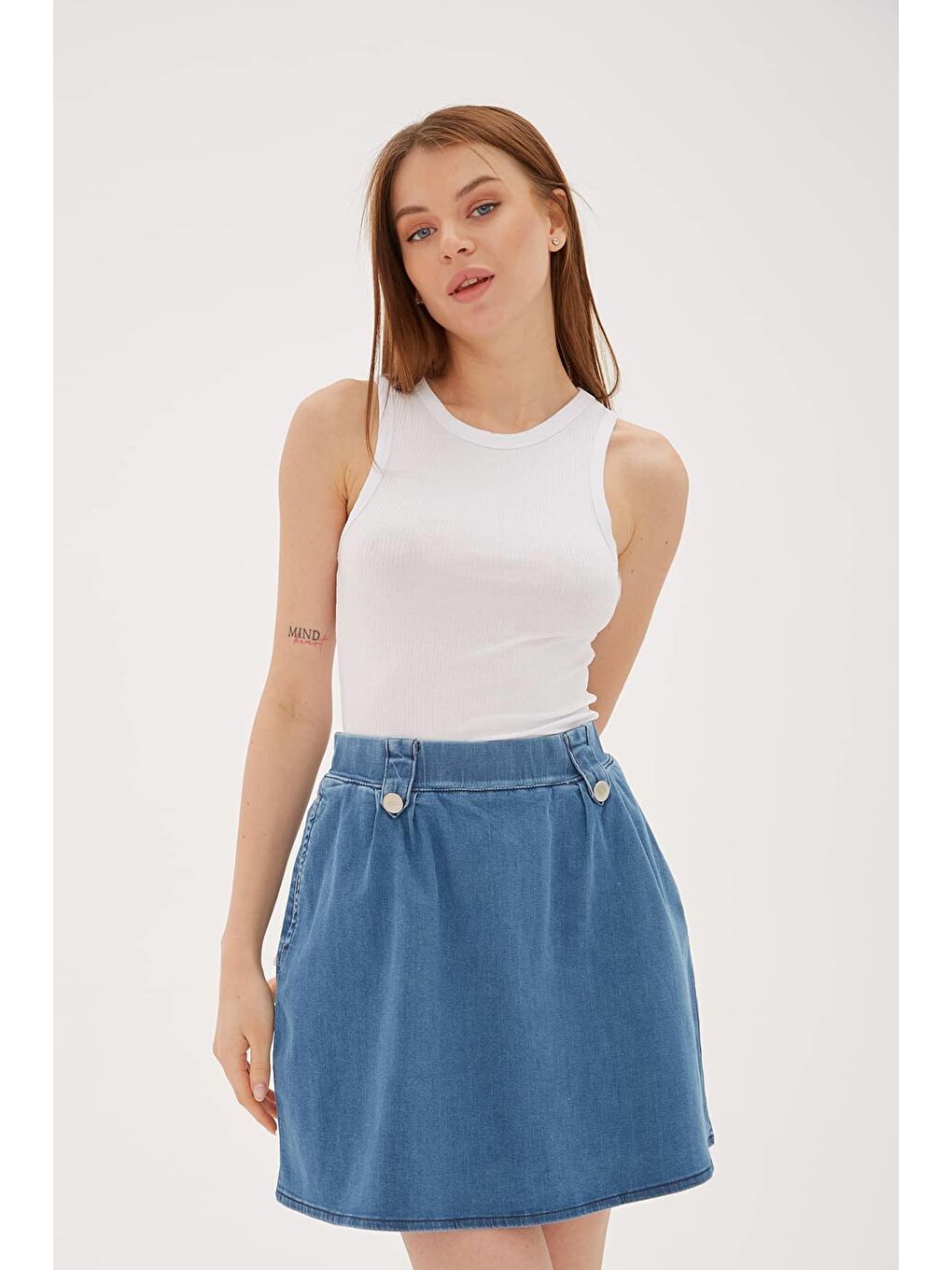 Beyaz Fitilli Halter Yaka Atlet 26Y0479K1