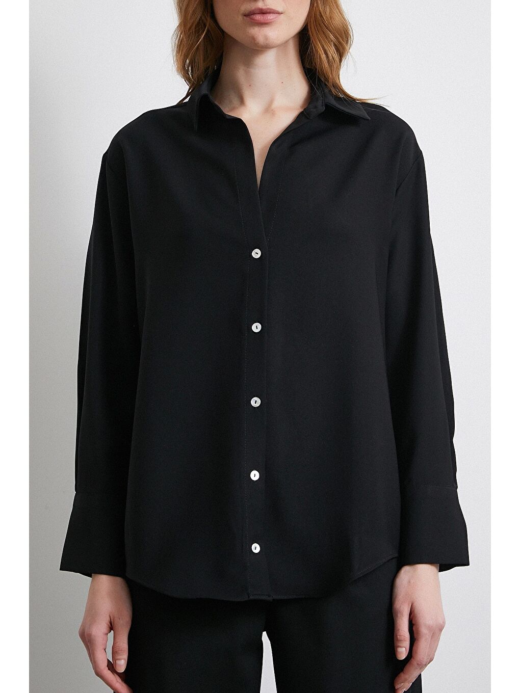 Klasik Saten Gömlek Siyah-1