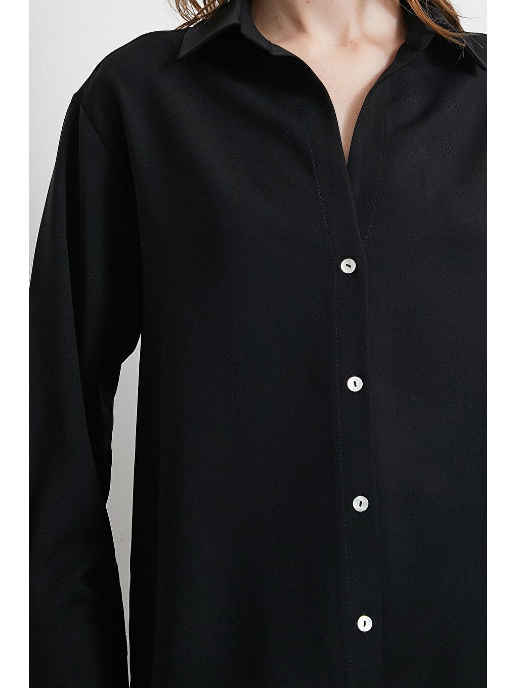 Klasik Saten Gömlek Siyah-2