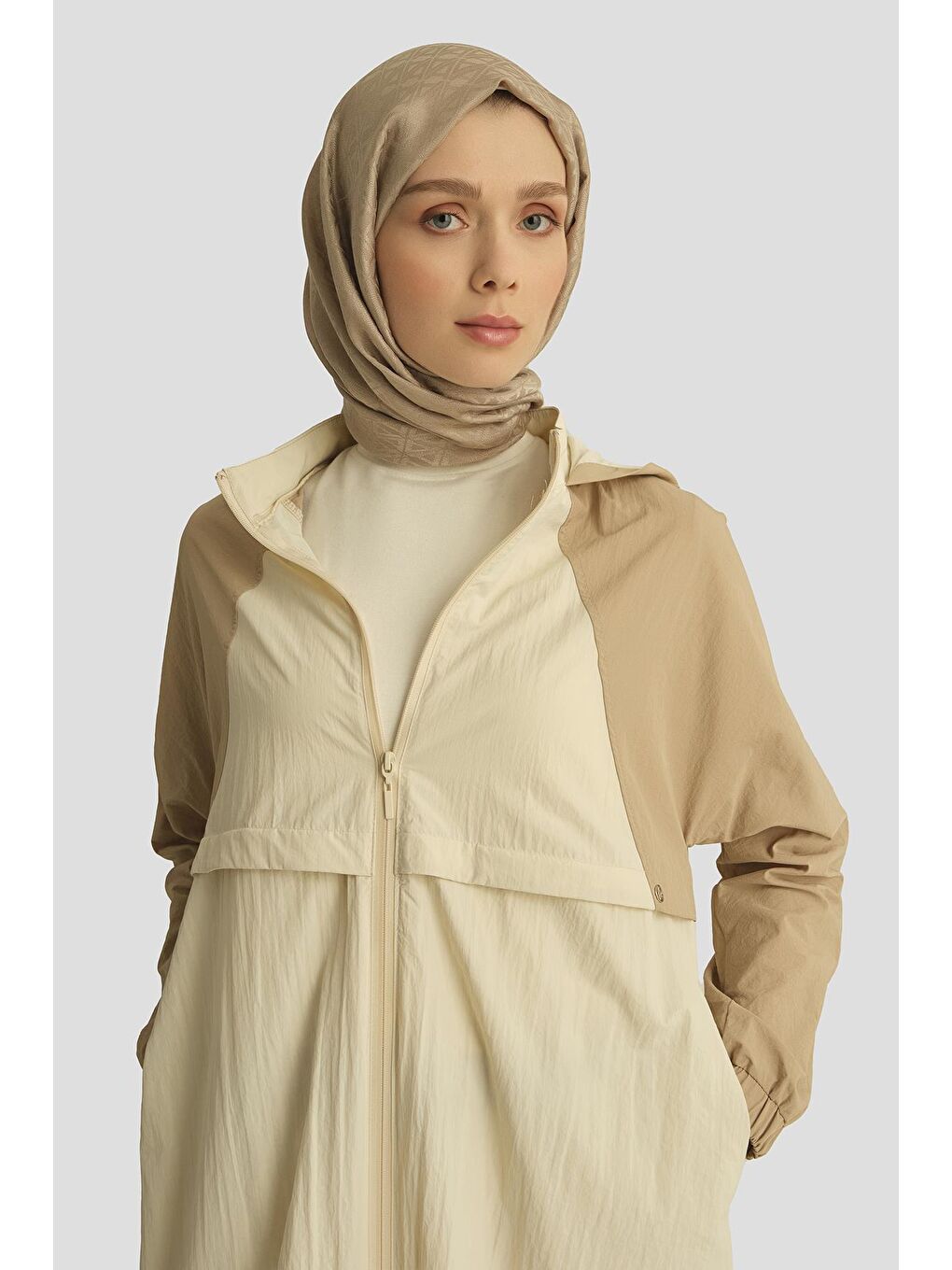 Colorblock Yağmurluk 25Yt539 Bej-3