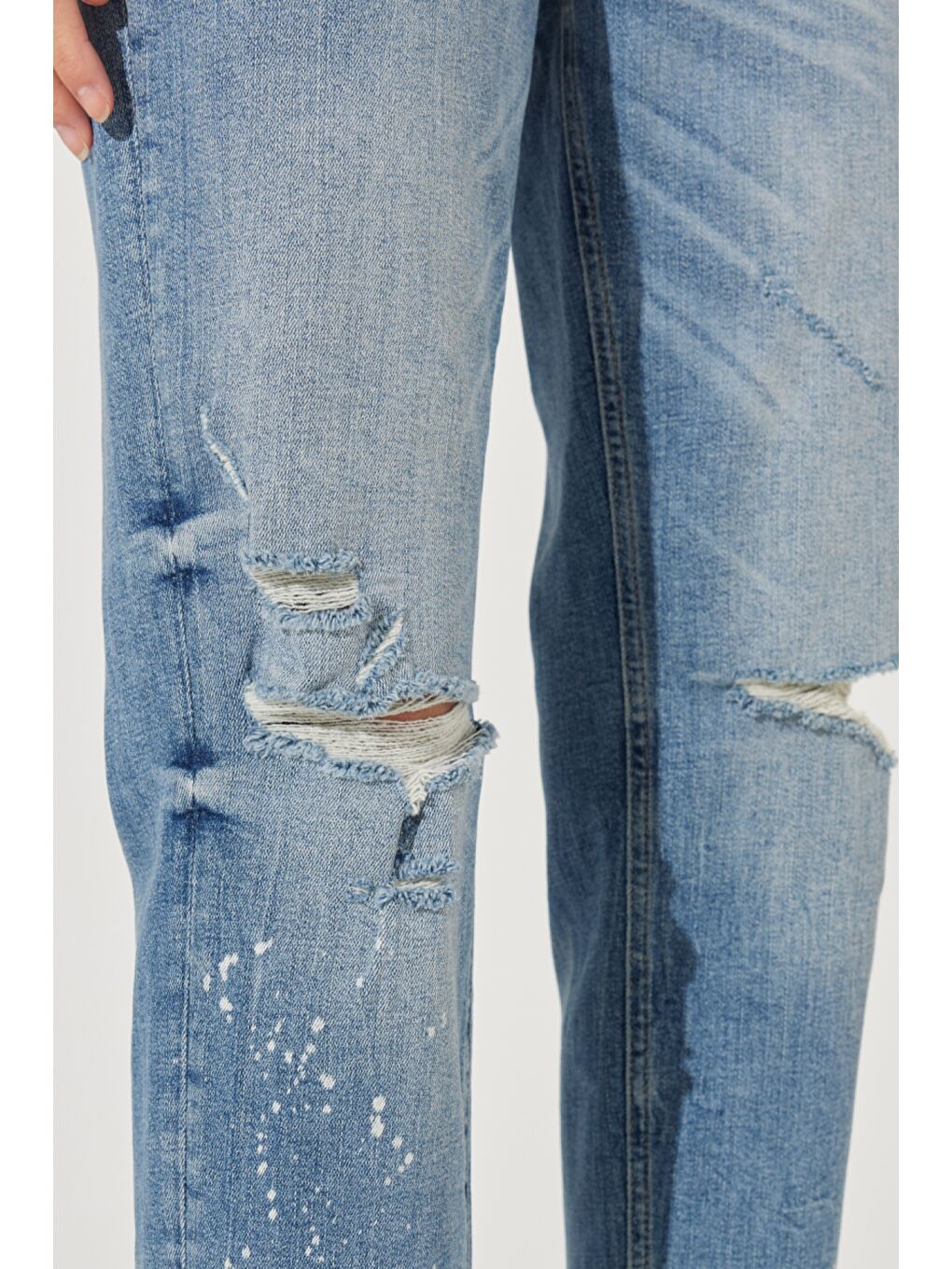 İndigo Carol Cropped Straight Fit Yüksek Bel Esnek Jean Jean Pantolon-5