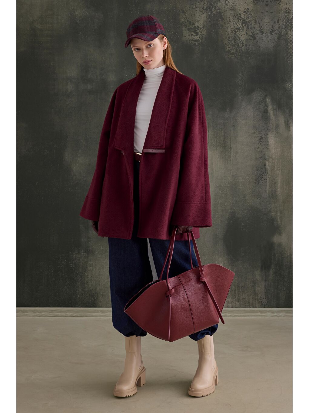 Kemer Detaylı Kaban Bordo-2