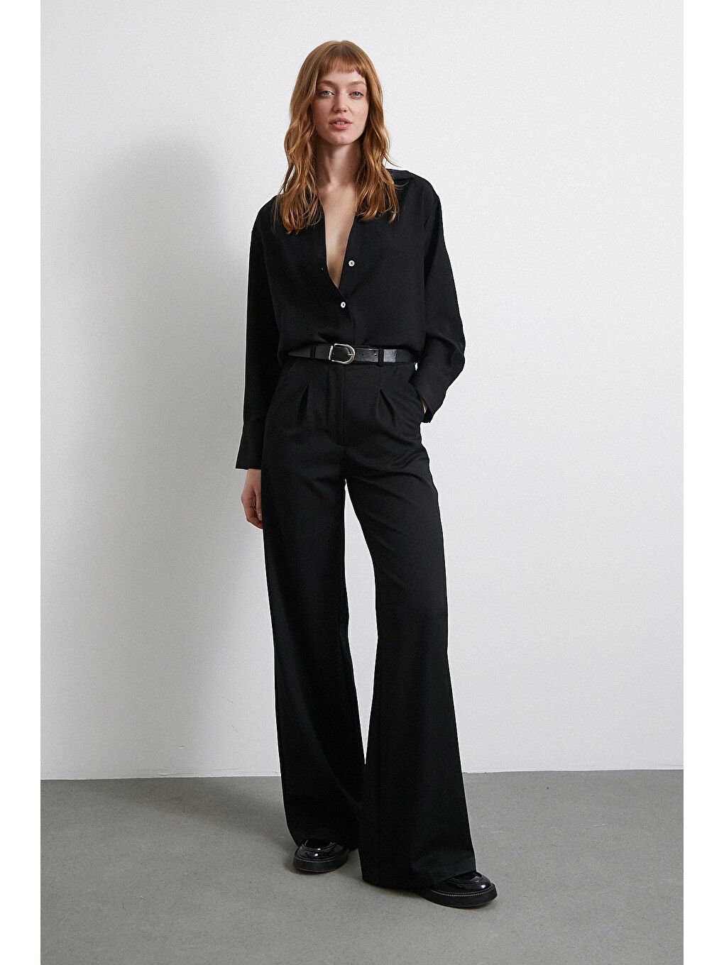 Klasik Saten Gömlek Siyah-4