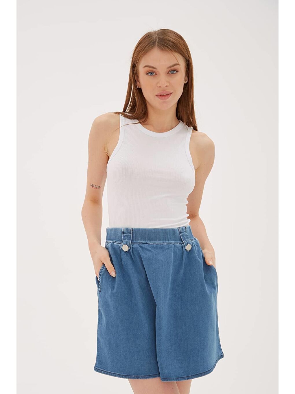 Beyaz Fitilli Halter Yaka Atlet 26Y0479K1-3