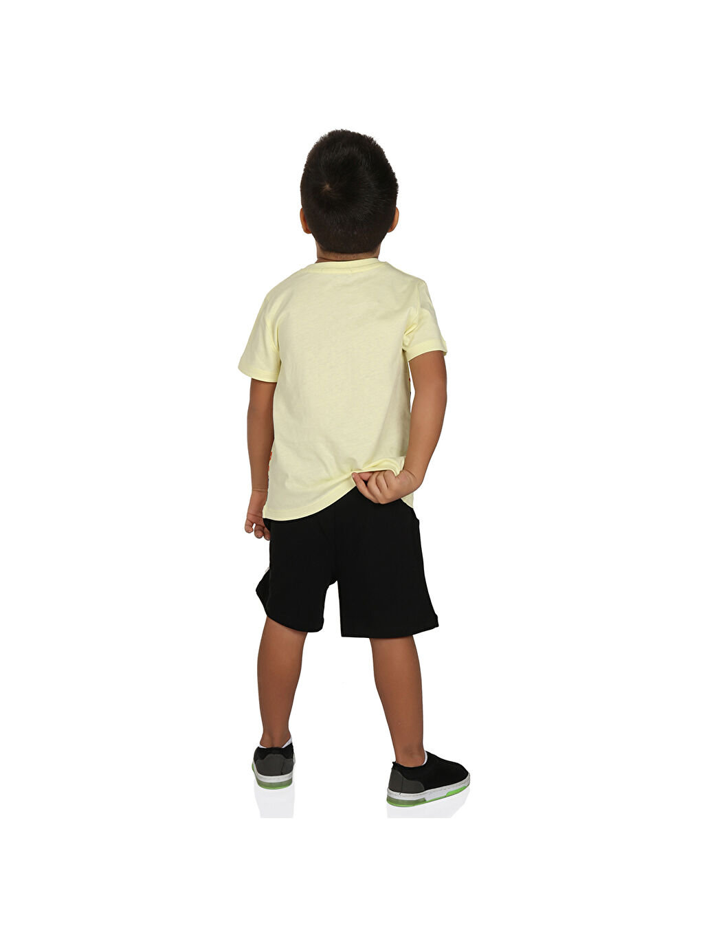 Sarı Erkek Çocuk Renkli Baskılı Şortlu Takım-1