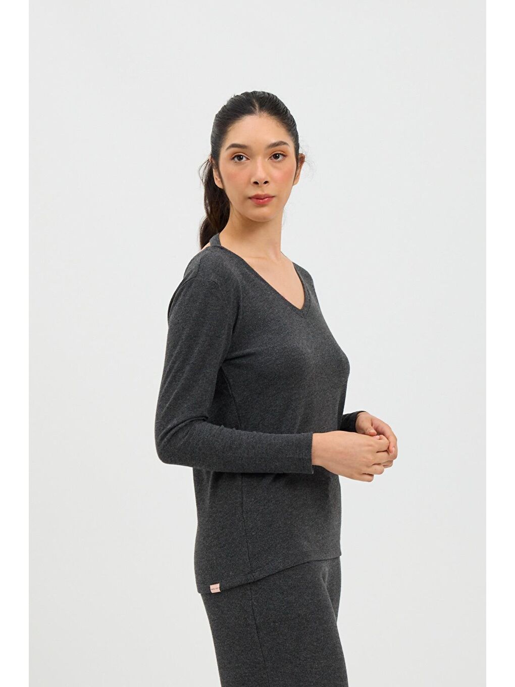 Kadın Infinity Dots Uzun Kollu Üst Antrasit-2