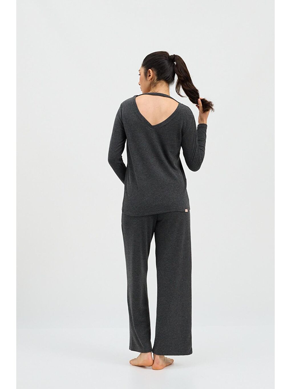 Kadın Infinity Dots Uzun Kollu Üst Antrasit-3