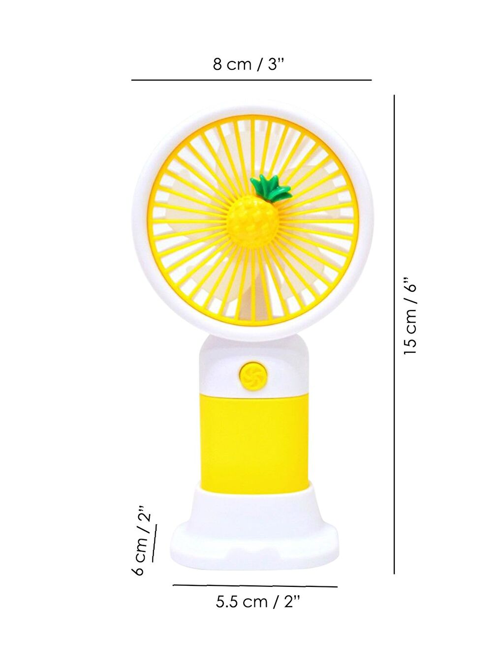 Ananas Figürlü Şarjlı El Fanı - Standlı Taşınabilir Şarj Edilebilir Soğutucu Mini Masa Fanı Sarı-4