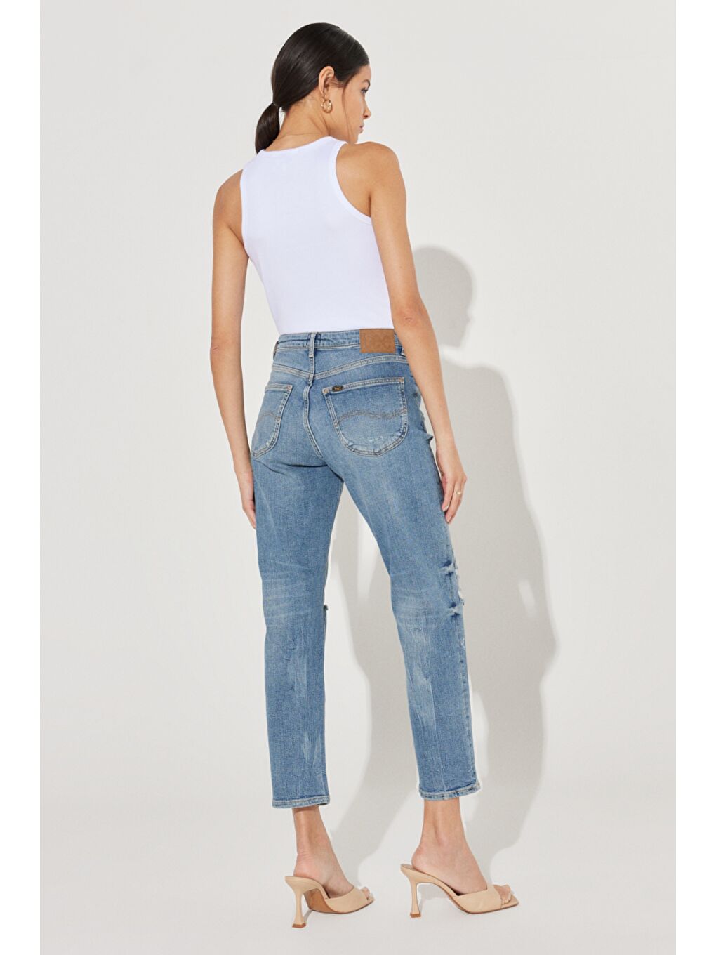 İndigo Carol Cropped Straight Fit Yüksek Bel Esnek Jean Jean Pantolon-7