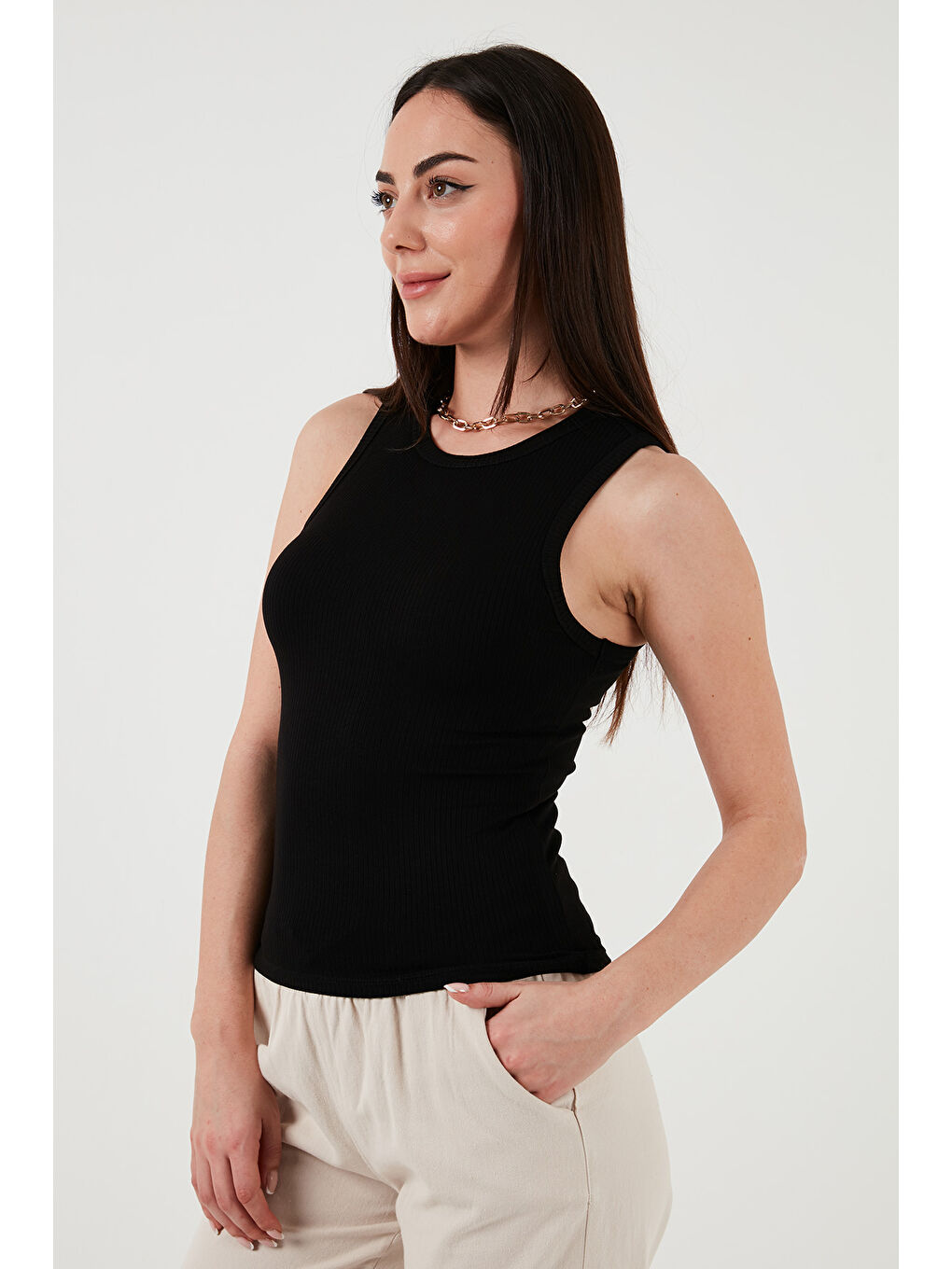 Siyah Fitilli Halter Yaka Atlet 26Y0479K1-1