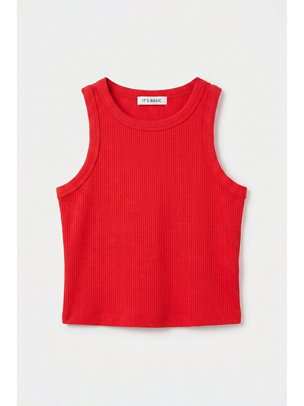 Kadın Kırmızı s6-19 Sıfır Kol Esnek Kumaş Crop Top-2