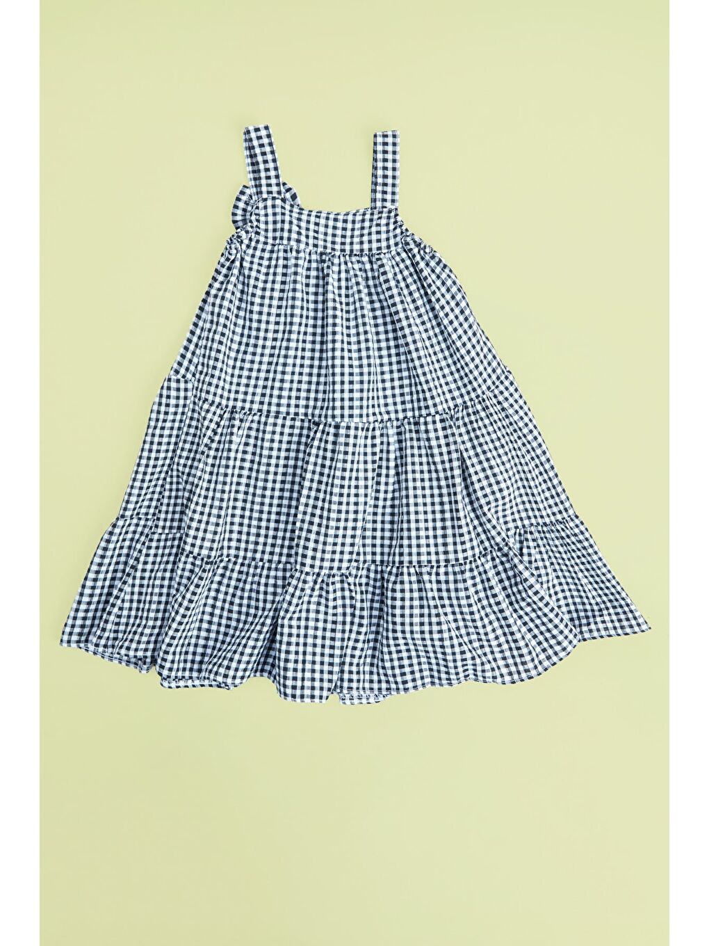 Siyah Pötikare Desenli Şapkalı Askılı  Kız Çocuk Elbise-1