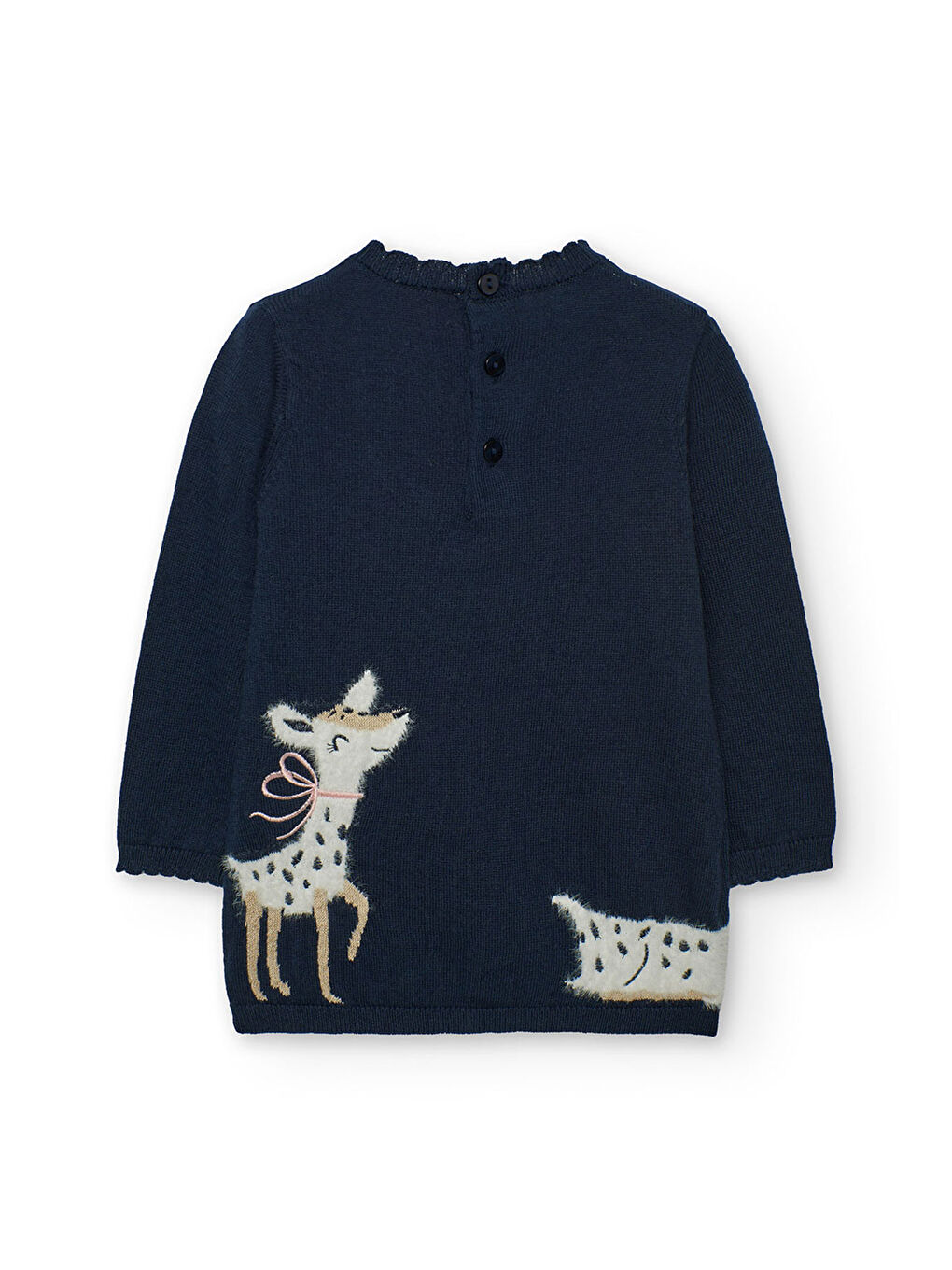 Lacivert Kız Çocuk Ceylan Desenli Elbise-1