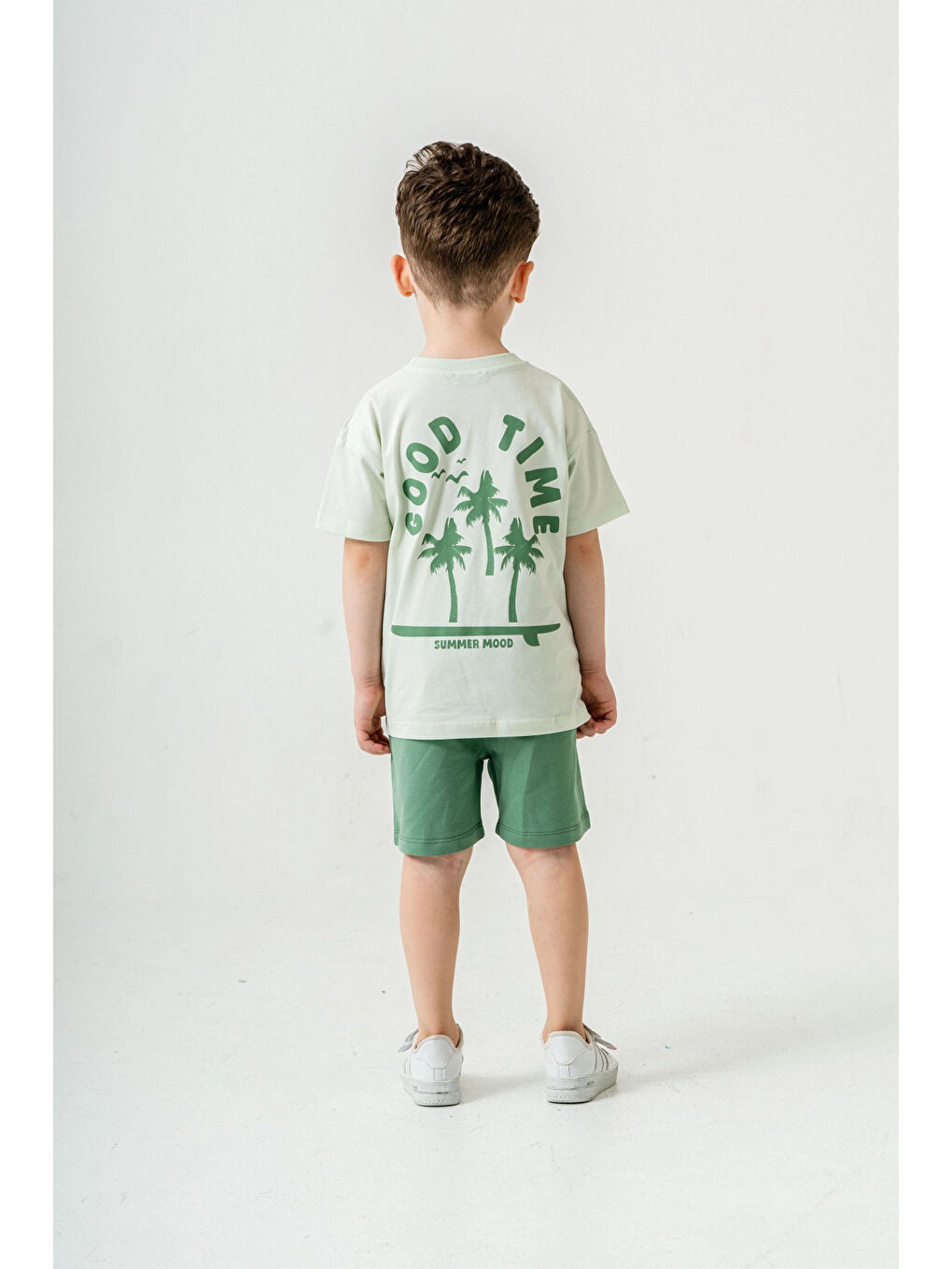 Yeşil Good Time Baskılı Şortlu Takım 50305-1