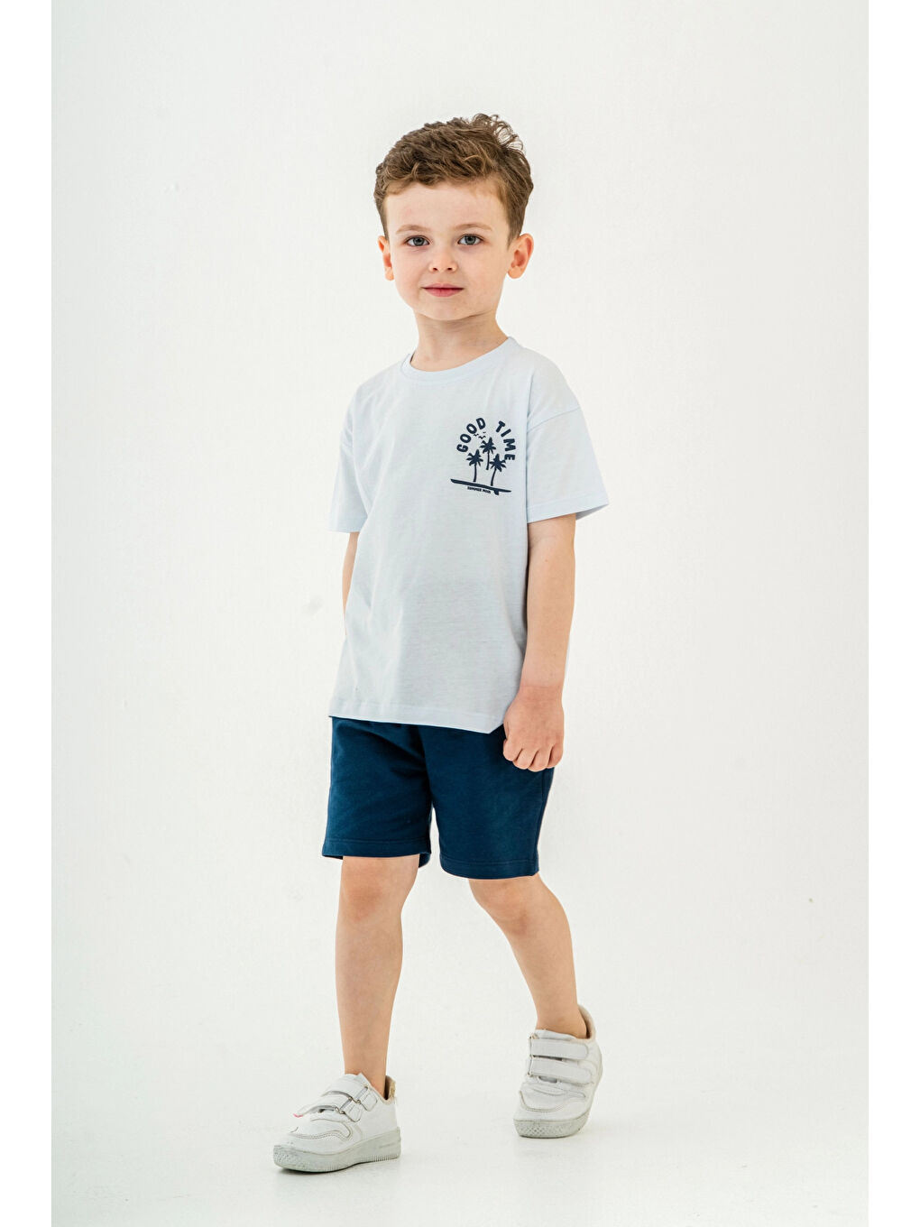 Mavi Good Time Baskılı Şortlu Takım 50305