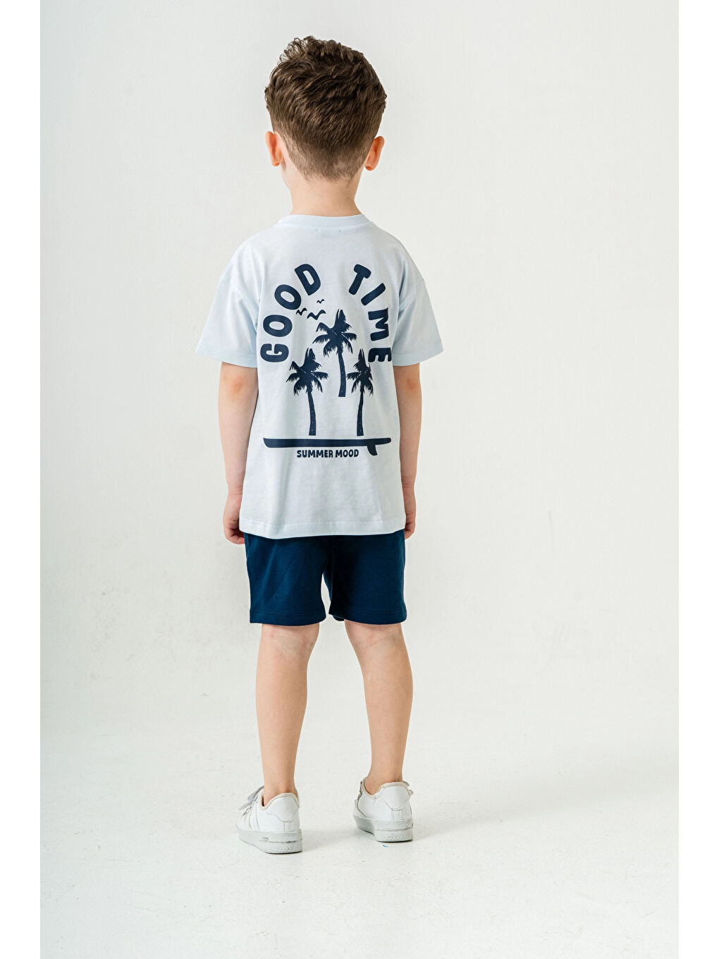 Mavi Good Time Baskılı Şortlu Takım 50305-1