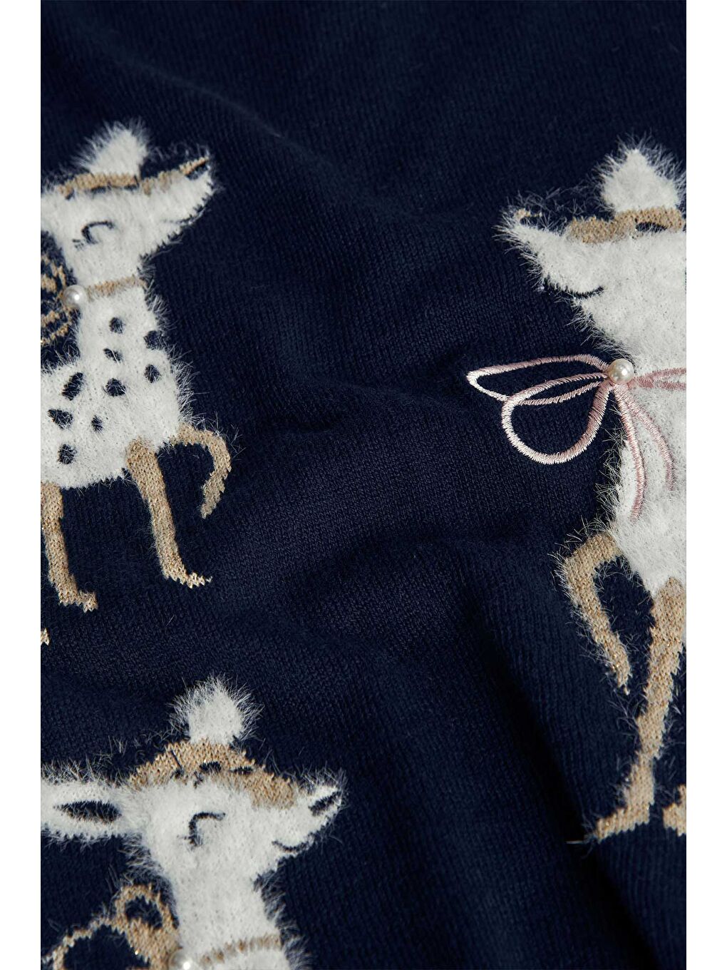 Lacivert Kız Çocuk Ceylan Desenli Elbise-3