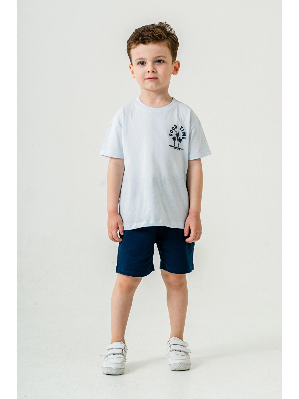 Mavi Good Time Baskılı Şortlu Takım 50305-2