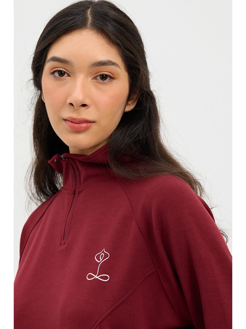 Kadın Basic Fluffy Modal Crop Top Bordo-4