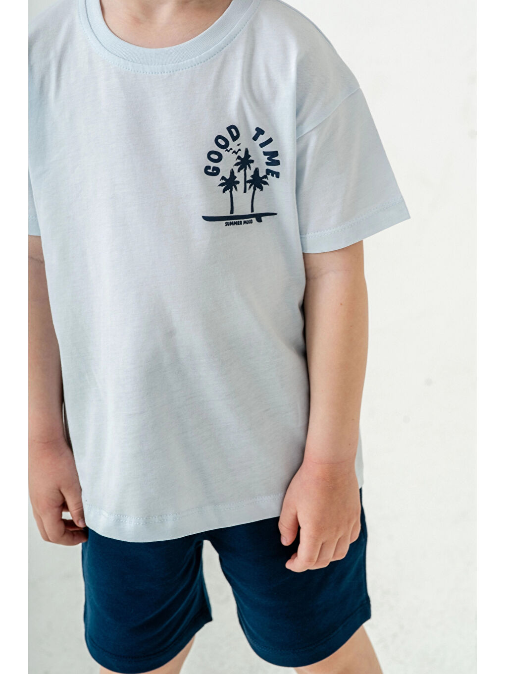 Mavi Good Time Baskılı Şortlu Takım 50305-3
