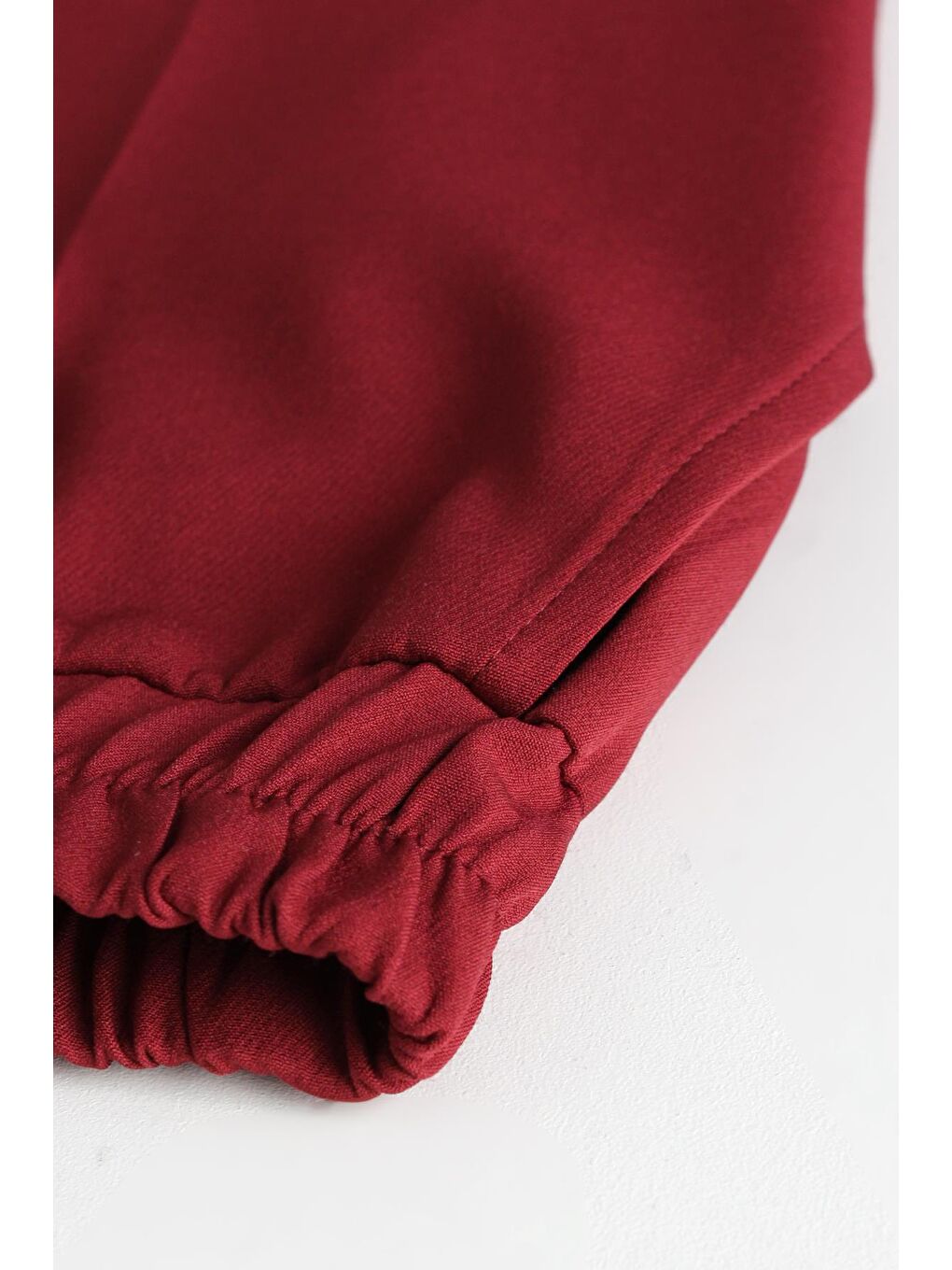 Bordo-Beli Lastikli Havuc Pantolon-6