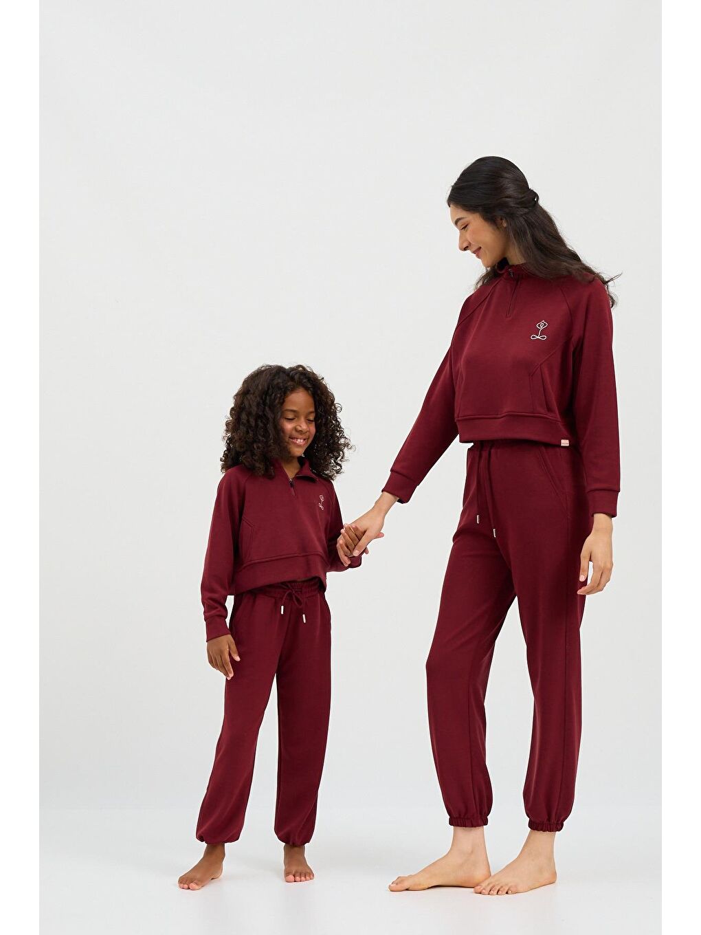 Kadın Basic Fluffy Modal Crop Top Bordo-7