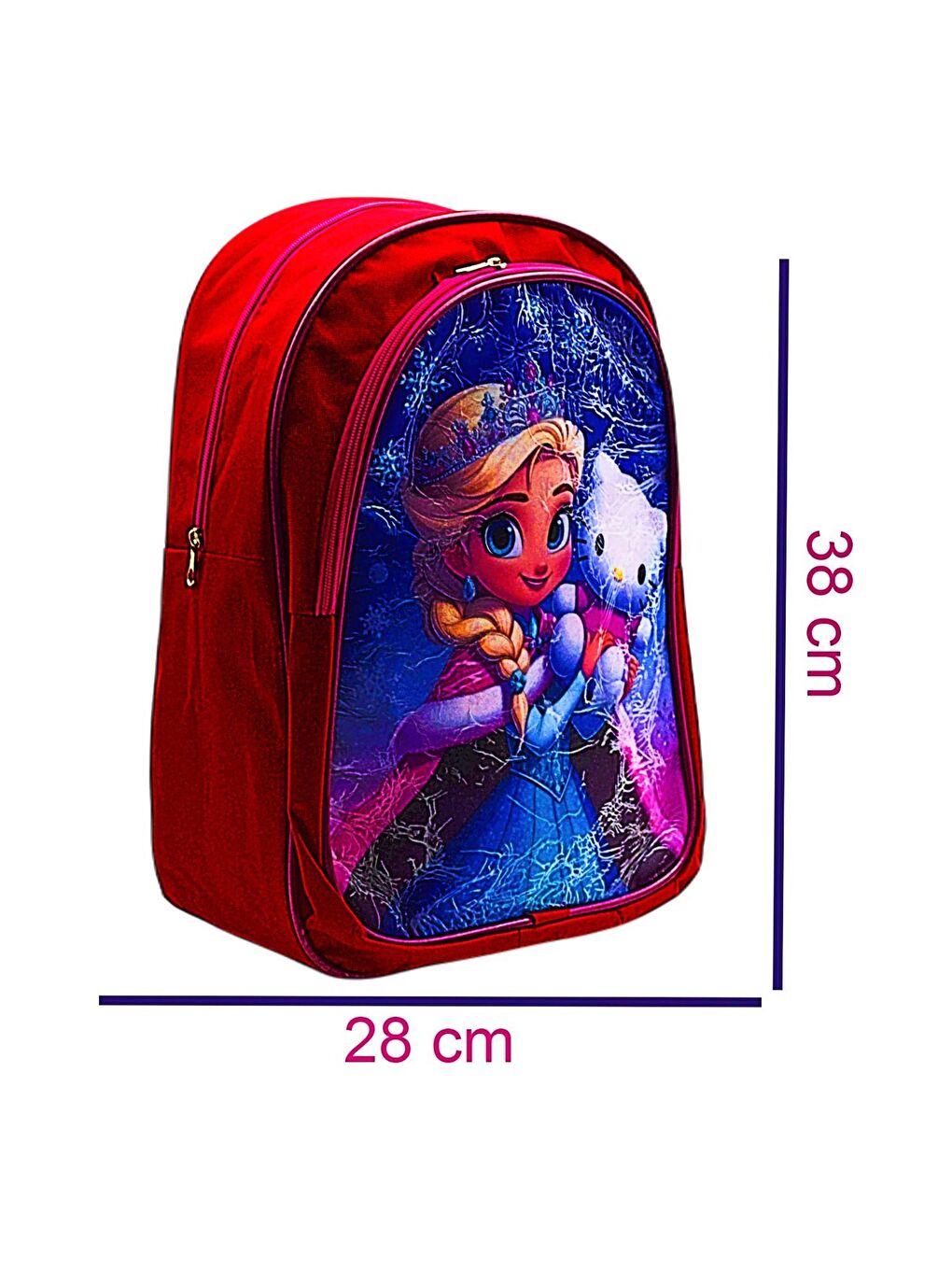 2 Bölmeli Elsa Okul Sırt Çantası Ve Beslenme Çantası Kırmızı KOD:1308-2