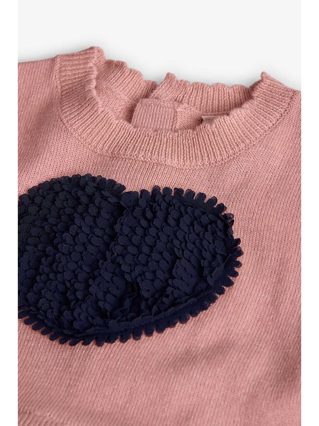 Lacivert Kız Çocuk Kalp Desenli Tütülü Elbise-2