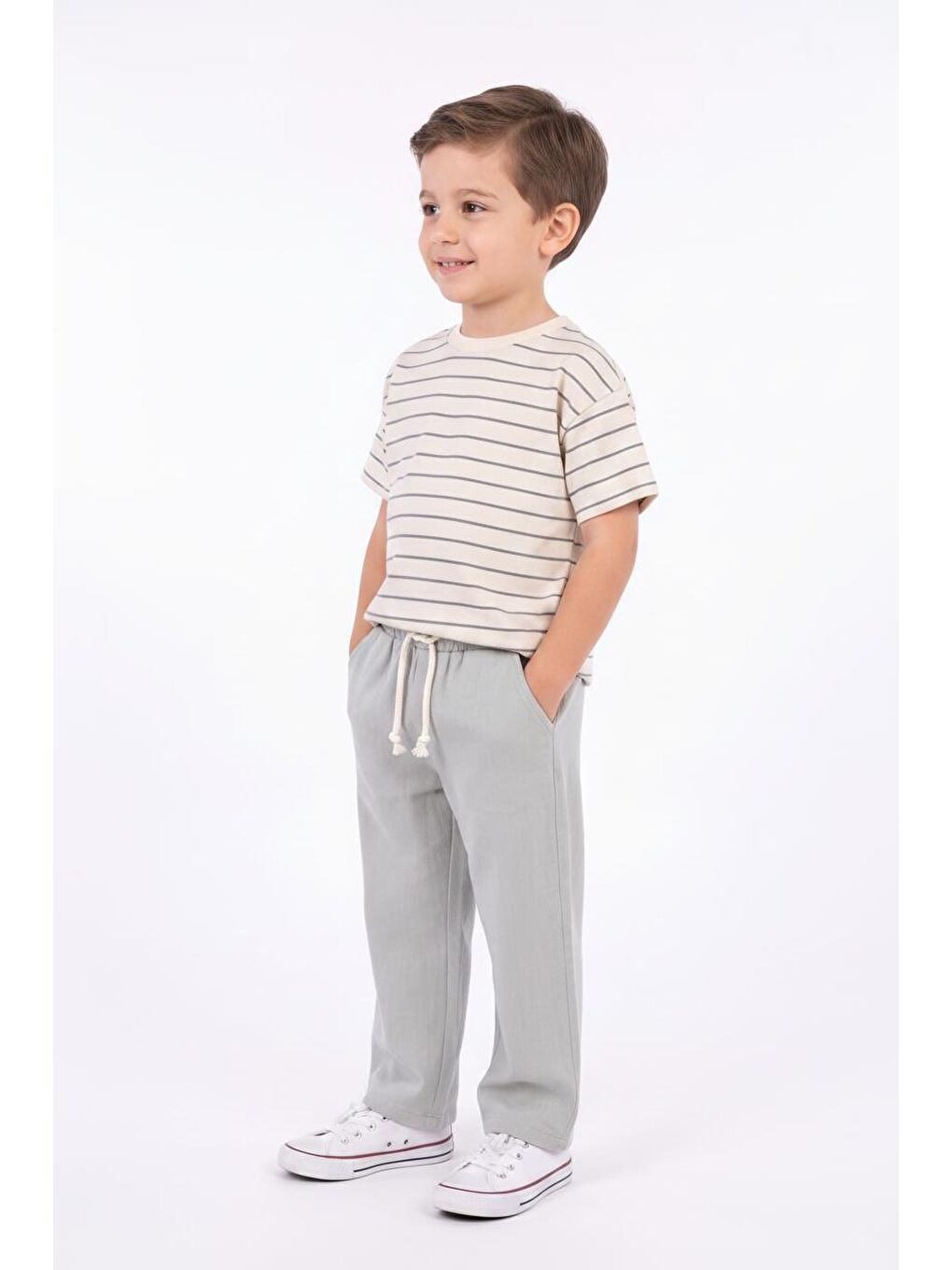 Bej Müslin Pantolon Süprem Tişört 2li Takım-1