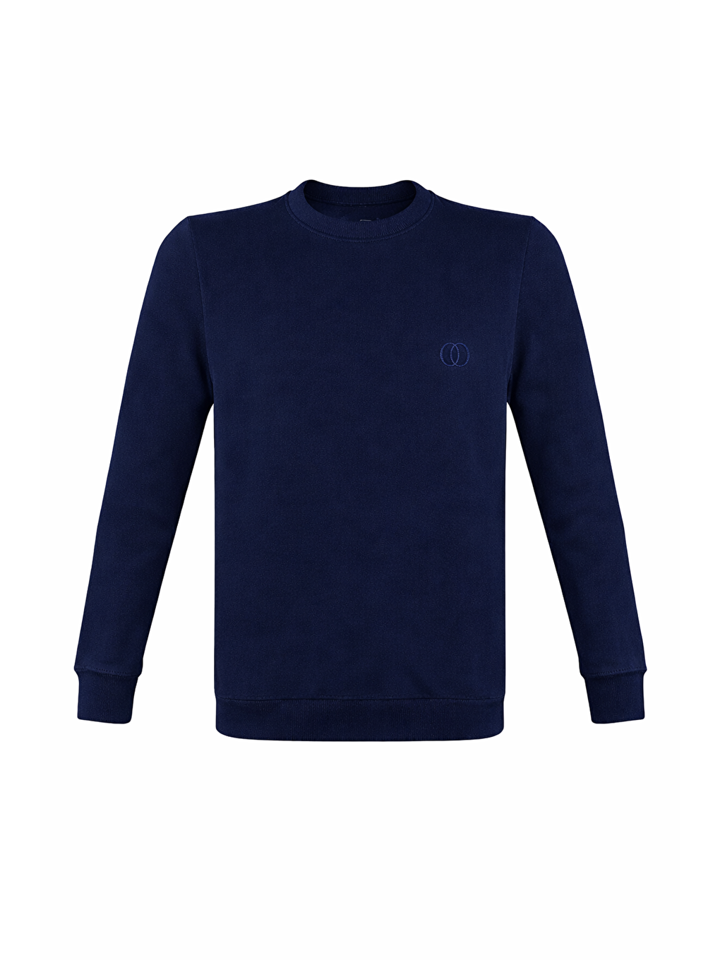 Lacivert Erkek Pamuklu Sıfır Yaka Yüksek Kalite Uzun Kollu Kompakt Kumaş Battal Sweatshirt