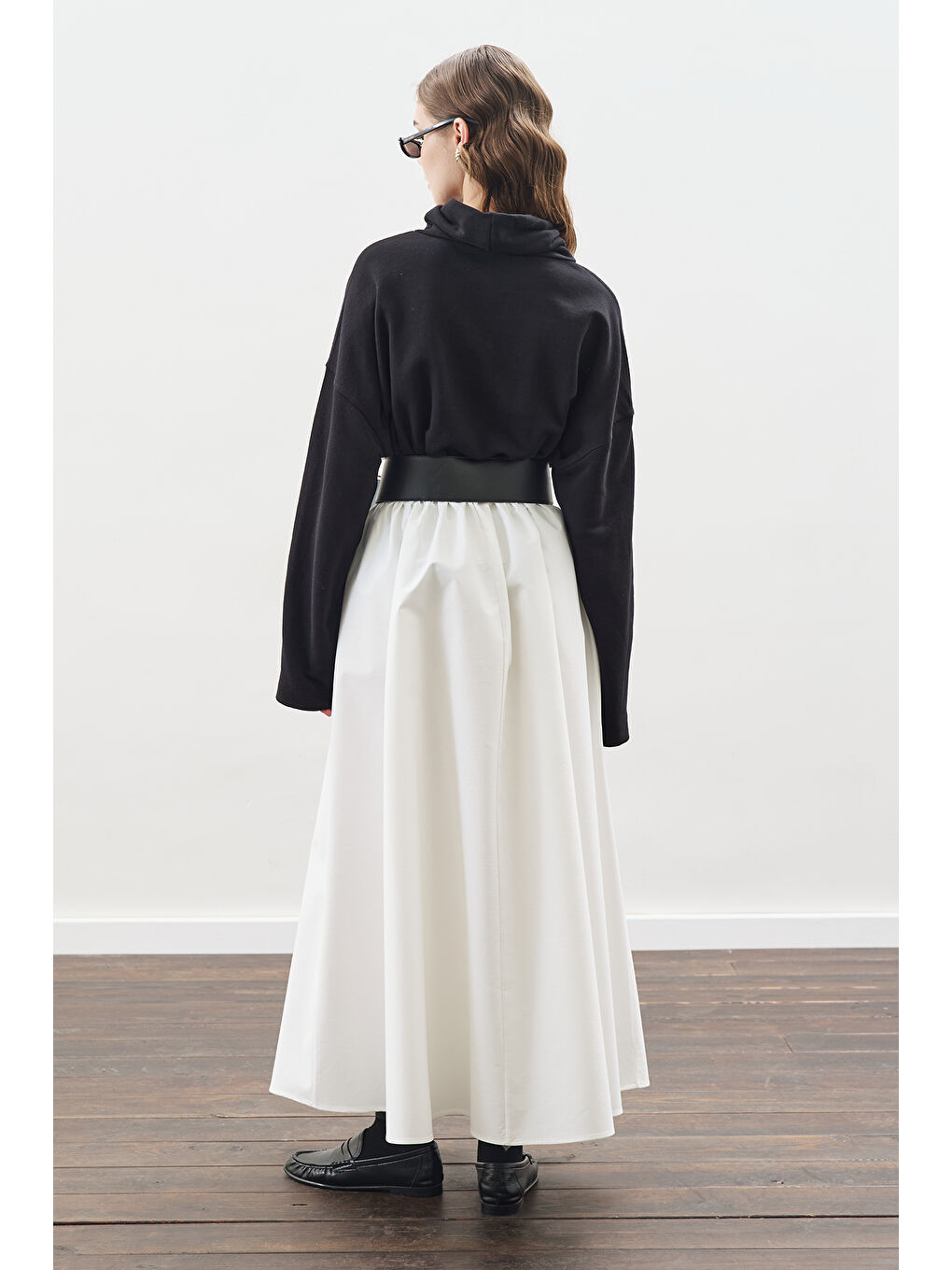 Yüksek Yakalı Oversıze Sweatshırt Siyah-6