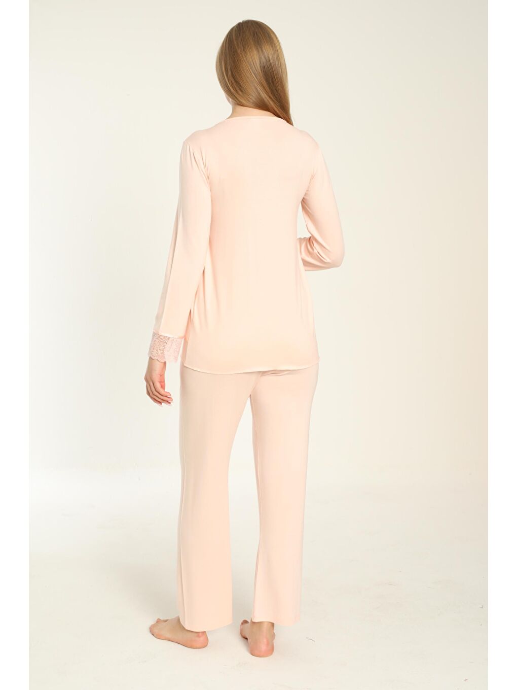 Pembe Uzun Kol Somon Hamile ve Lohusa Pijama Takımı-1