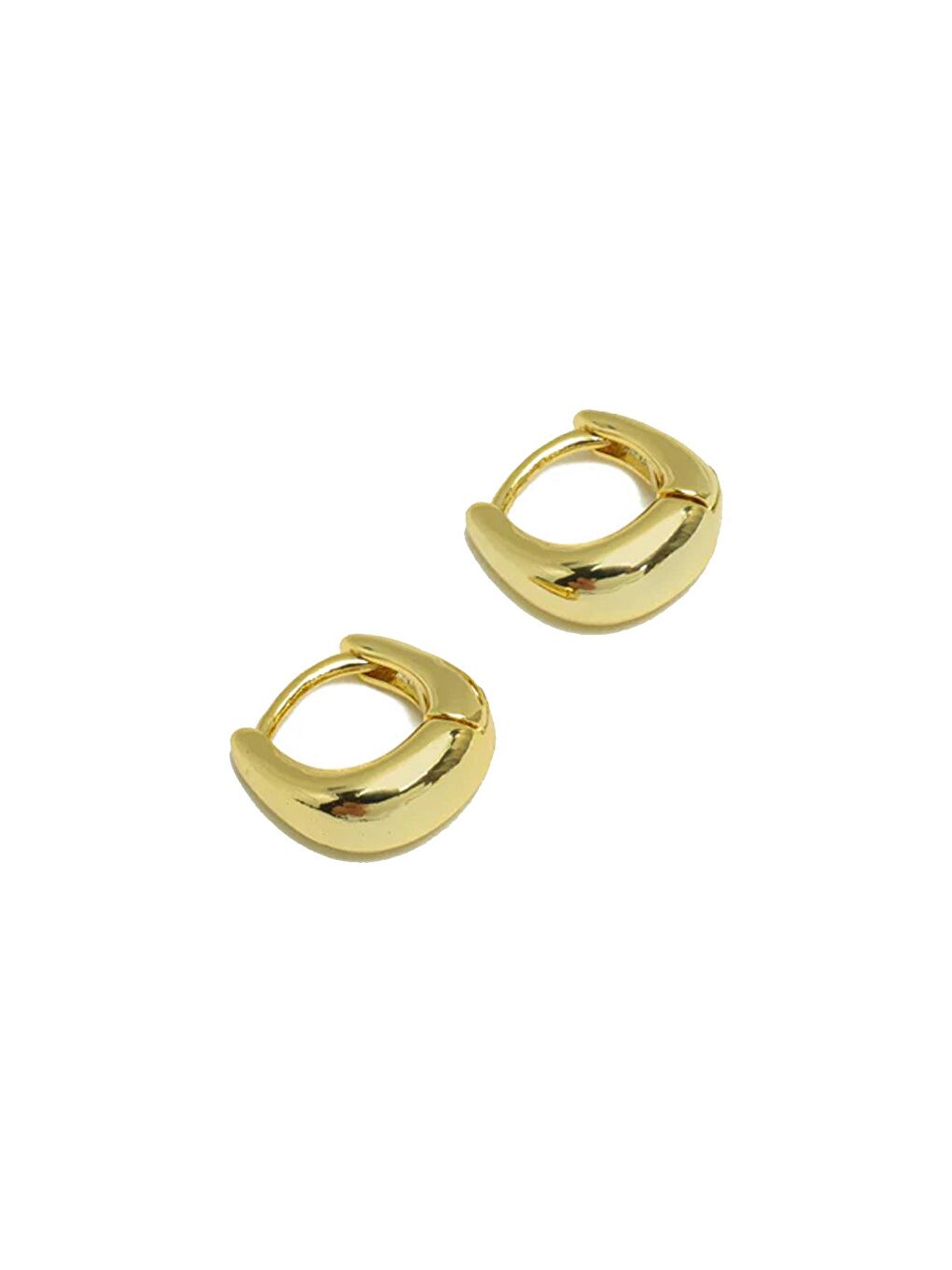 Sarı 18K Altın Kaplama Mini Dolgun Halka Küpe-2