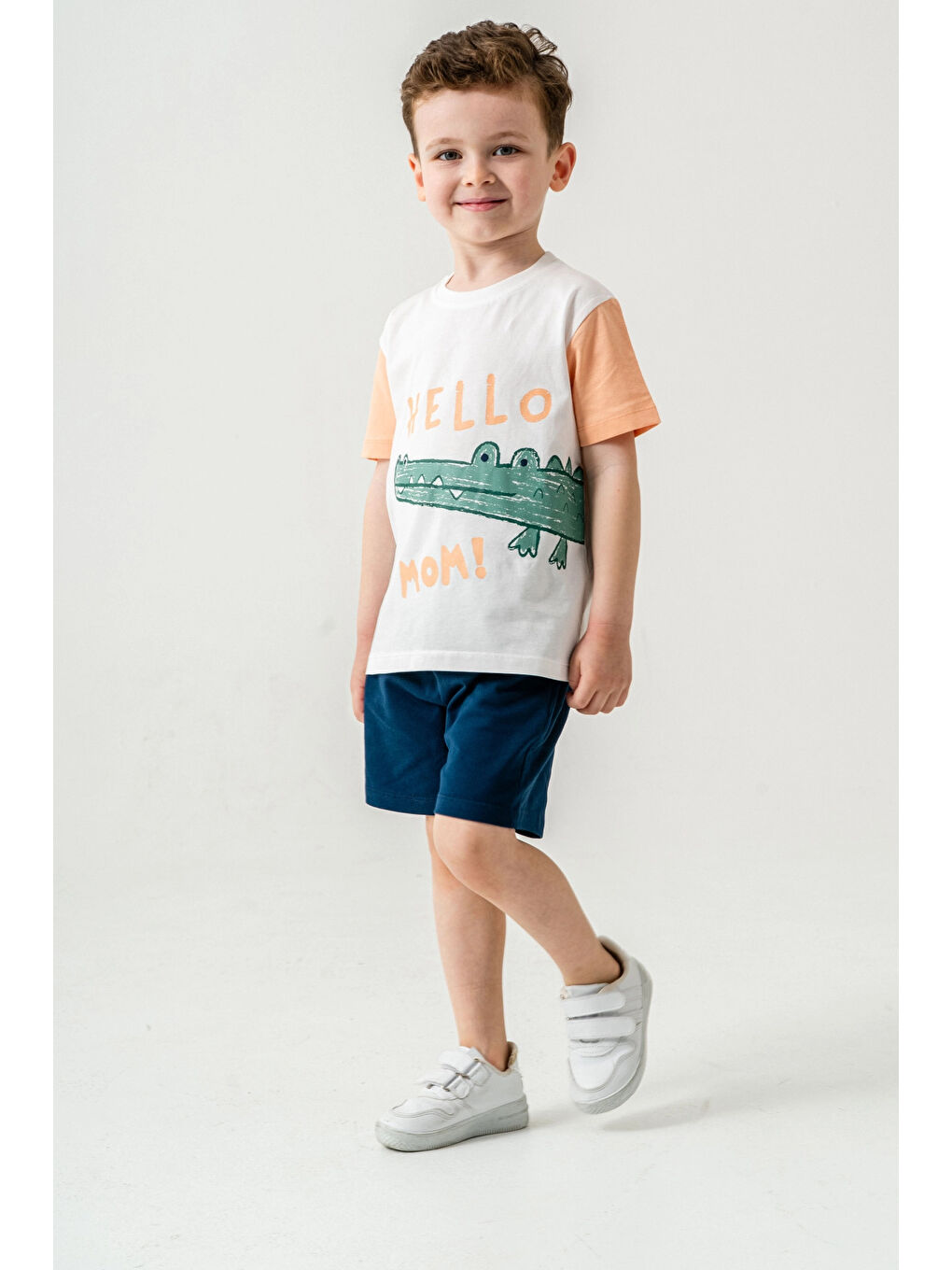 Lacivert Sevimli Timsah Baskılı Şortlu Takım 50303-2