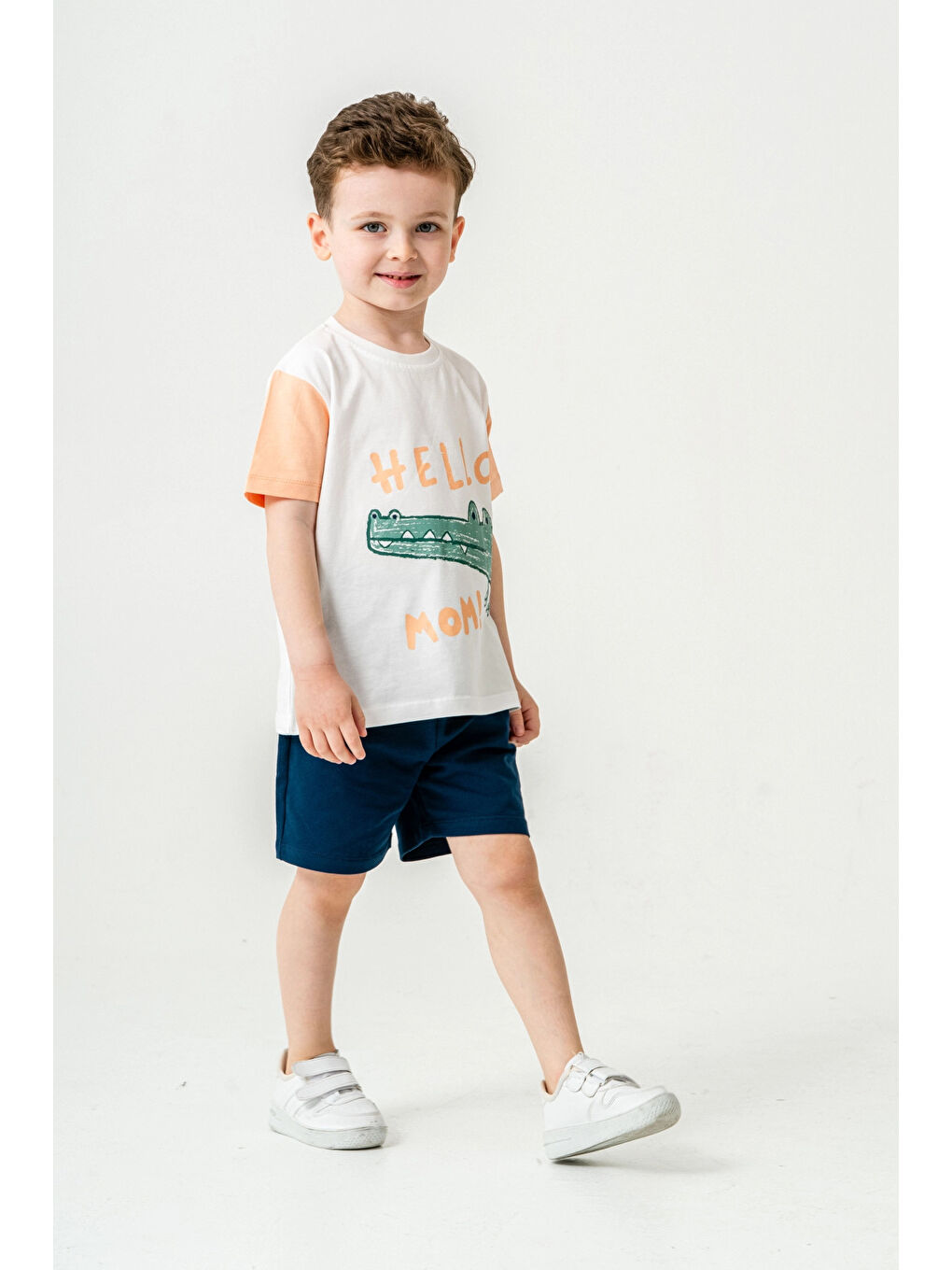 Lacivert Sevimli Timsah Baskılı Şortlu Takım 50303-3