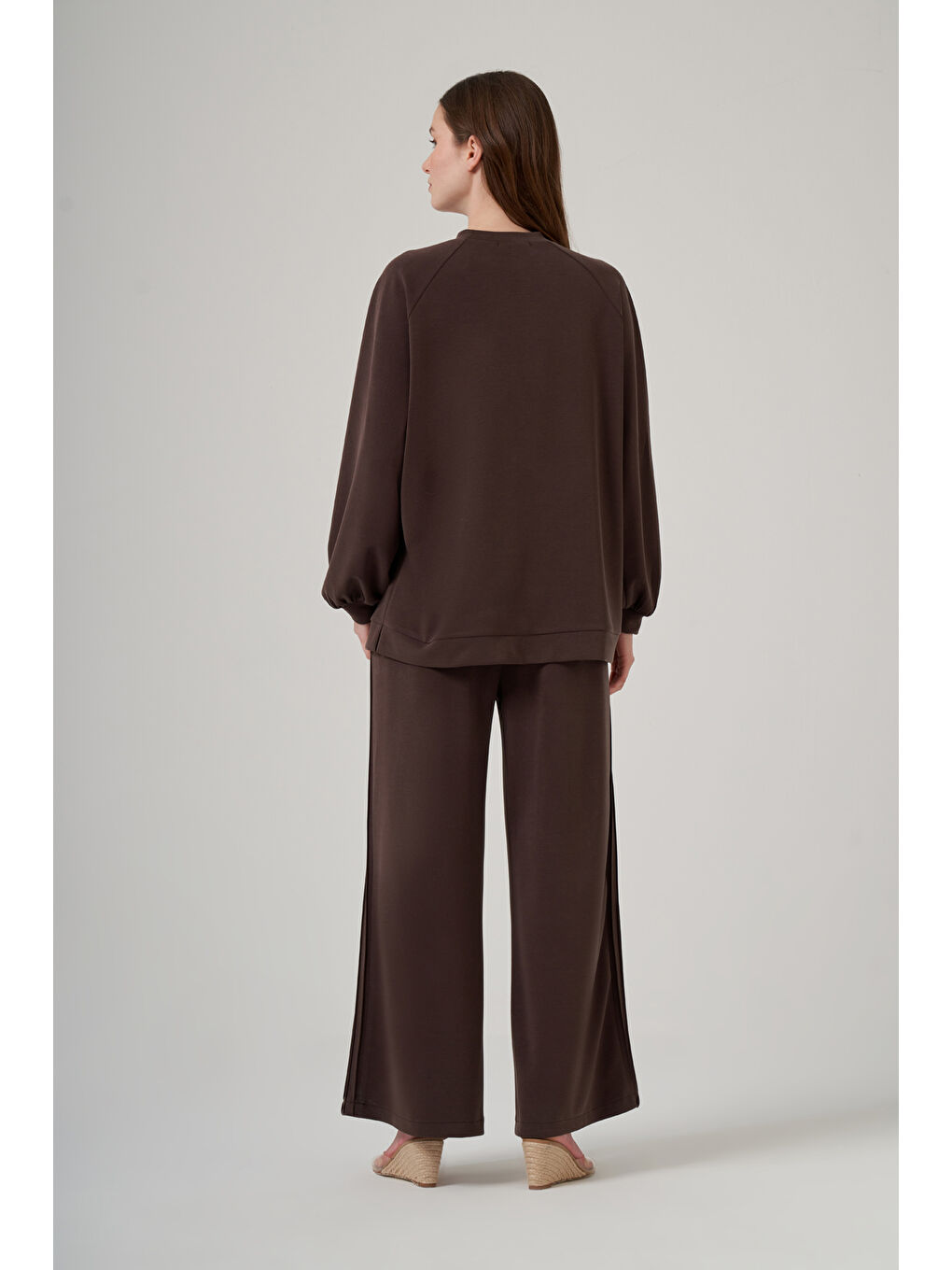 Taş Zımba Detay Tunik Pantolon Takım 1076 Kahverengi-4