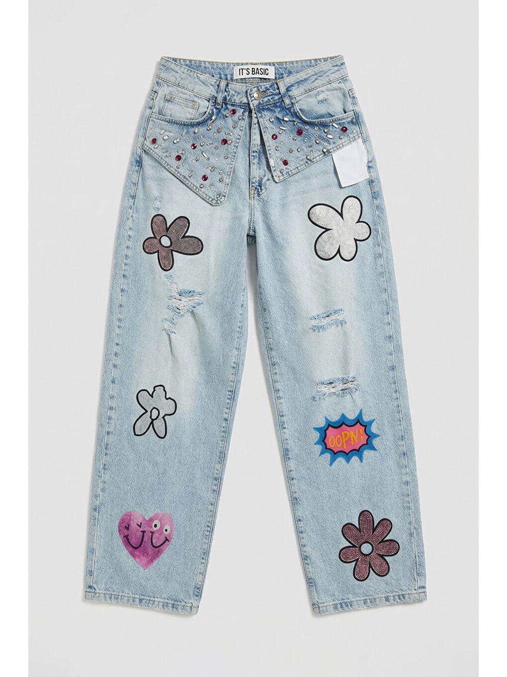 Mavi Kadın Ice T-12s6-3 Skater Fit Nakış Desenli Özel Tasarım Denim Jean-4