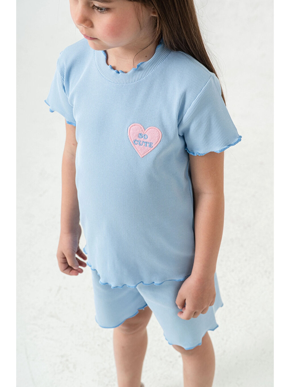 Mavi So Cute Nakışlı Şortlu Takım 50355-1