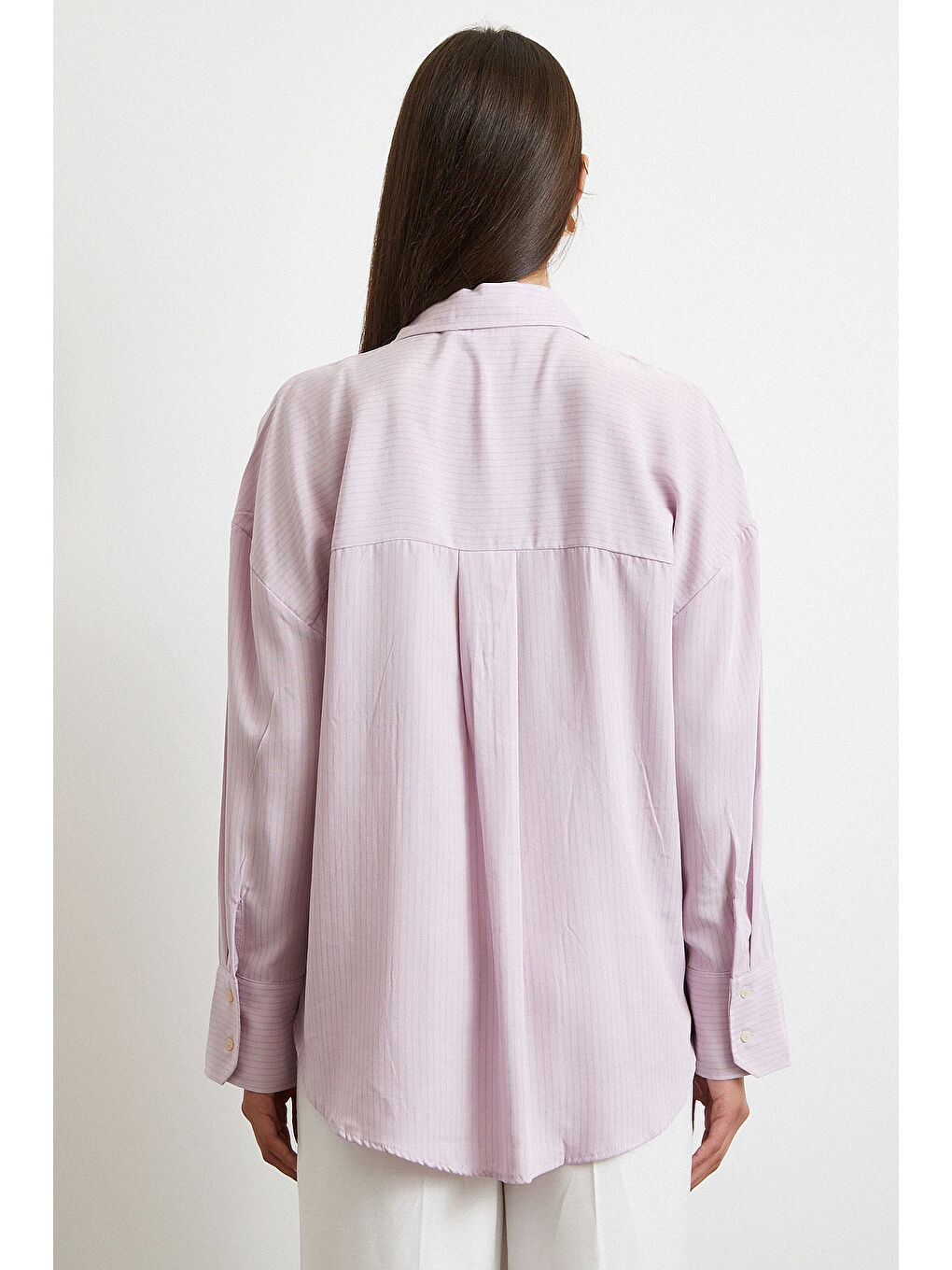 Cepli Çizgili Gömlek Lila-5